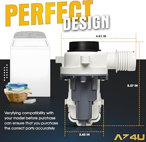 Miniatura 8 de AZ4U Actualización WTW5100HC1 WTW5000DW3 WTW5057LW0 W11399437 MVW6230HW2 MVW5430PBK0 7MMVWC565FW1 Bomba de drenaje para lavadora de reemplazo