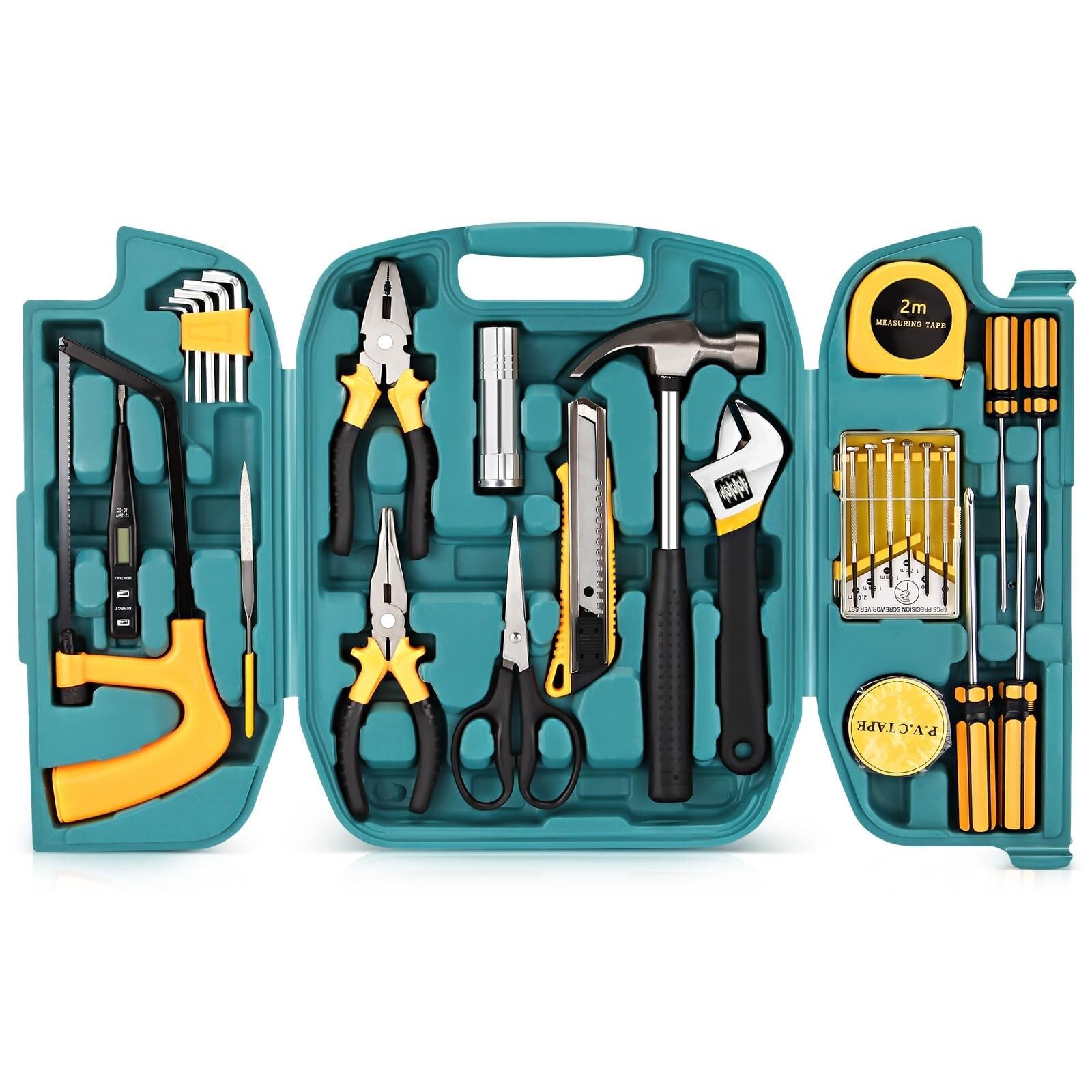 Juskaqzyi Green Tool Chest Household Tool Kit Set, Home Repair And Mechanics Hand Tool Kit With Storage Case Ideal For Garage, Office Toolbox