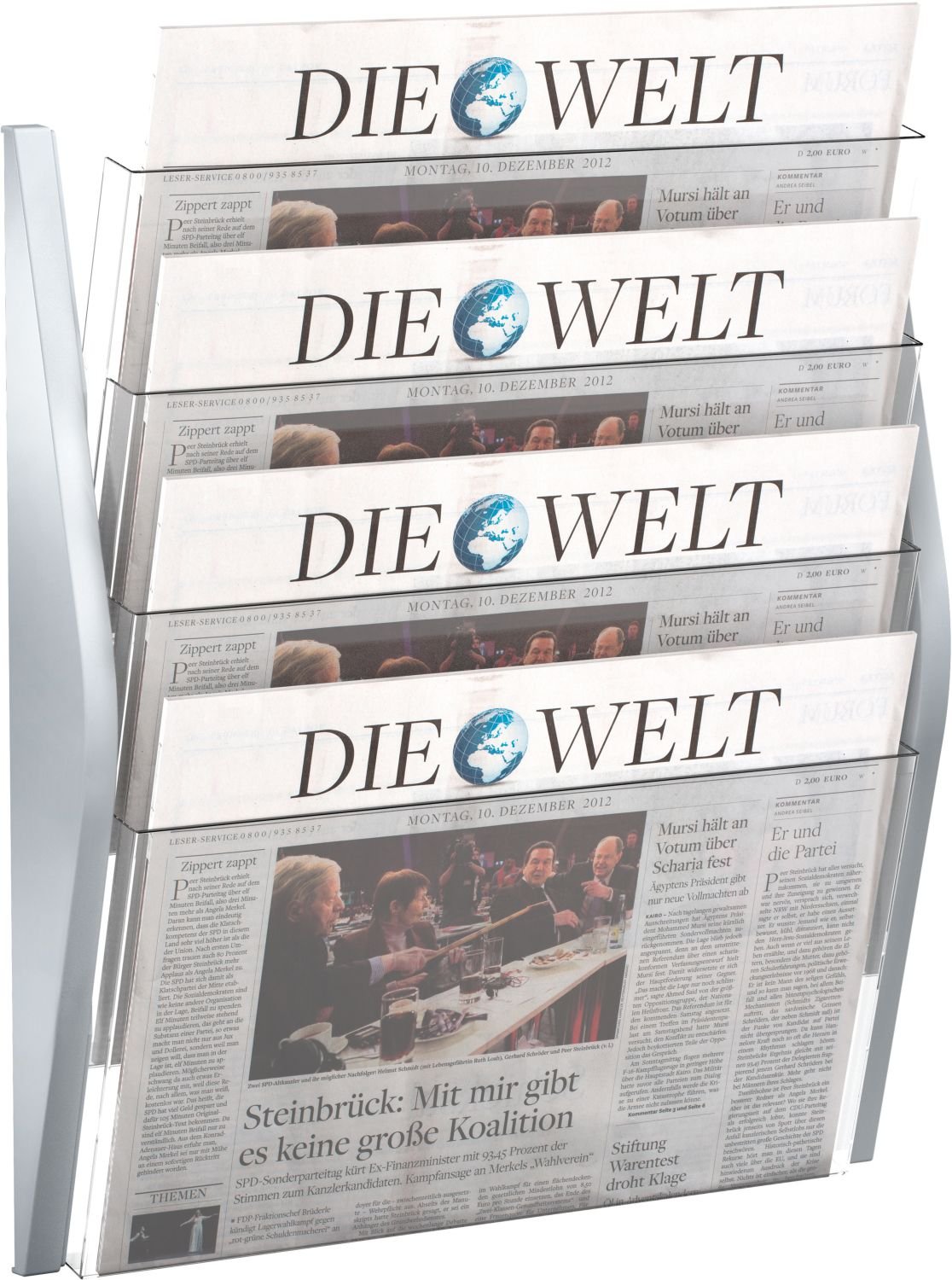helit H6270400 - Espositore da parete ad arco "the arc" DIN A3 argento | 4 tasche per la presentazione di informazioni e documenti