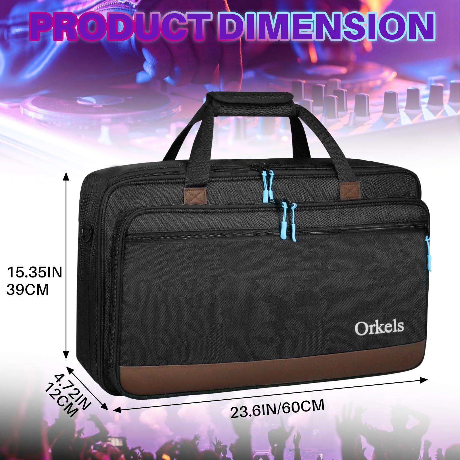 SUNDOY Custodia per controller DJ Pioneer/Demo/Numark/Hercules, Nero , M-60x12x39-CM, Borsa per il trasporto del controller DJ