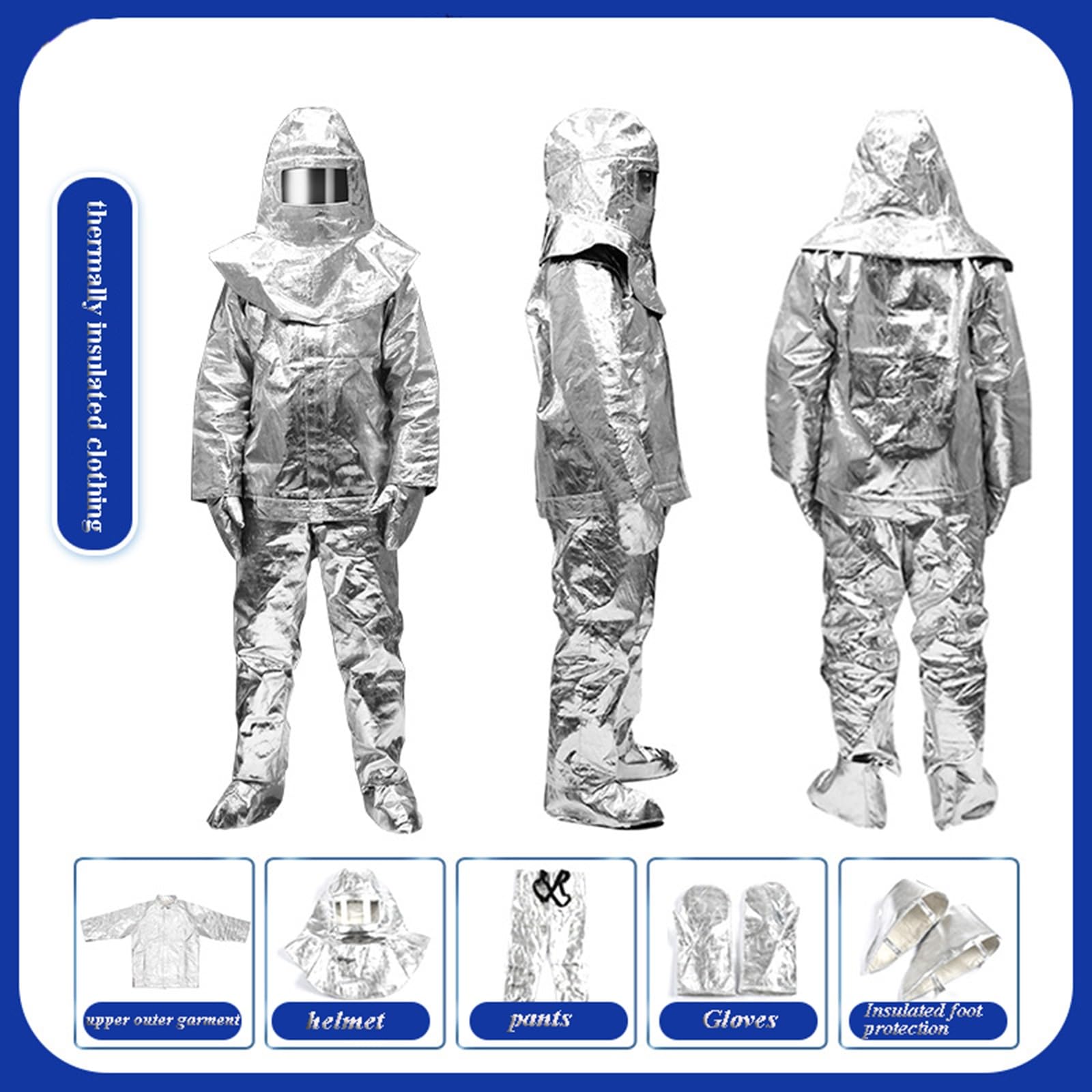 Traje Anti Radiación Térmica 1000℃ Juego De Papel De Aluminio Compuesto Resistente Al Fuego para Lucha Contra Incendios, Metalurgia, Silvicultura Ropa De Protección