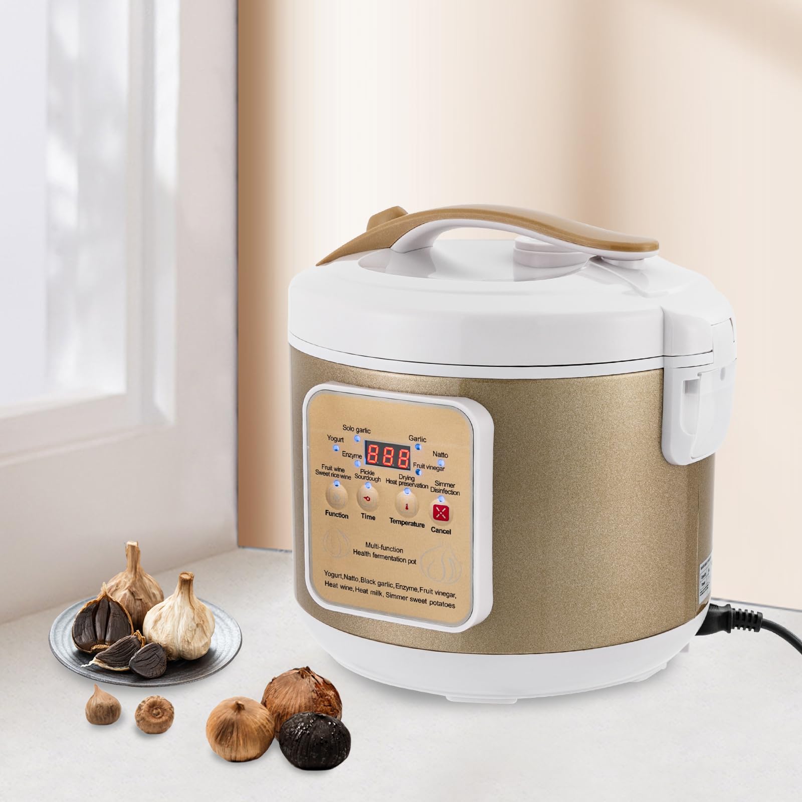 Macchina per yogurt da 6 l, completamente automatica, intelligente fermentatore di aglio nero – Macchina di fermentazione multifunzionale per Natto, vino di riso dolce, Kimchi, 90 W