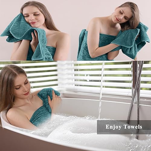 Miniatura 9 de CHINO Juego de 8 toallas de baño de gran tamaño, color azul marino, 2 toallas de baño grandes, 2 toallas de mano y 4 paños para la cara, juego de