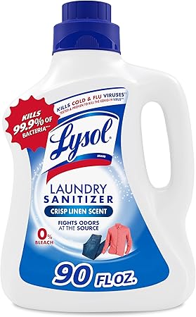 Lysol Laundry Sanitizer Additive, Bacteria-Causing Laundry Odor Eliminator, Detergent Additive, Crisp Linen, 90oz