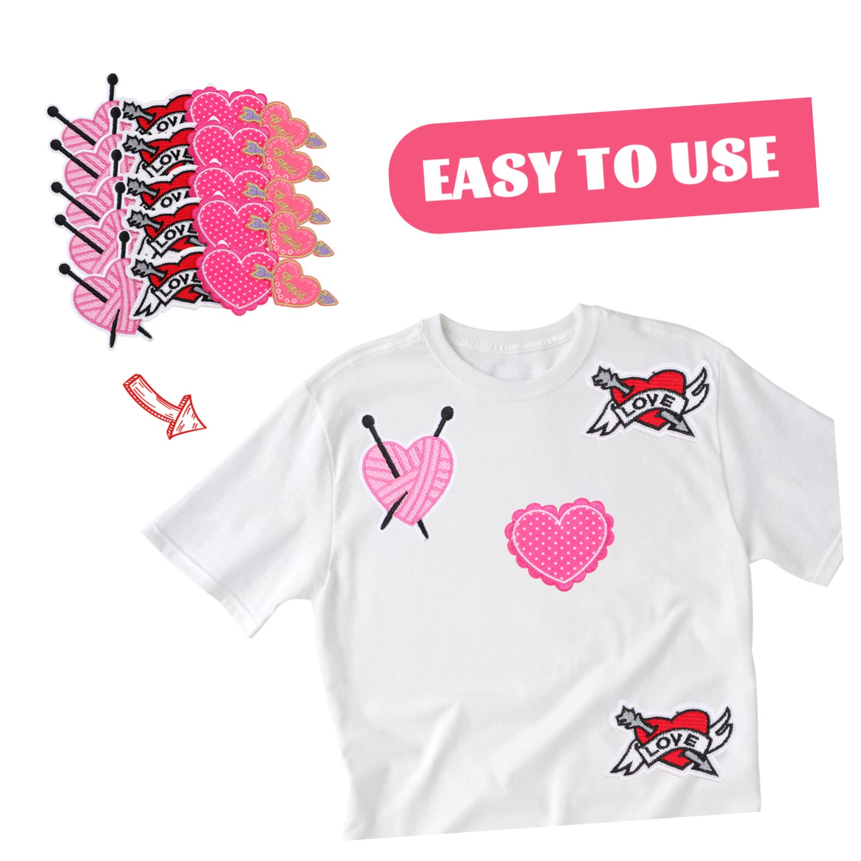 jojofuny 3 Set Patches Cuore Da Applicare Toppe Termoadesive Per Abbigliamento Decorazioni Fai Da Te Per Cucire E Riparare Vestiti Adatte Per Casa E Negozio 20 Pezzi * 3