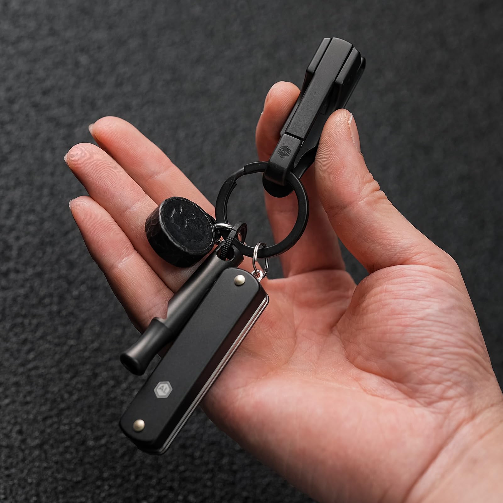 KeyUnity KS02 EDC Portachiavi da cintura Clip a sgancio rapido, anello portachiavi con clip per cintura in acciaio inossidabile per pantaloni, jeans