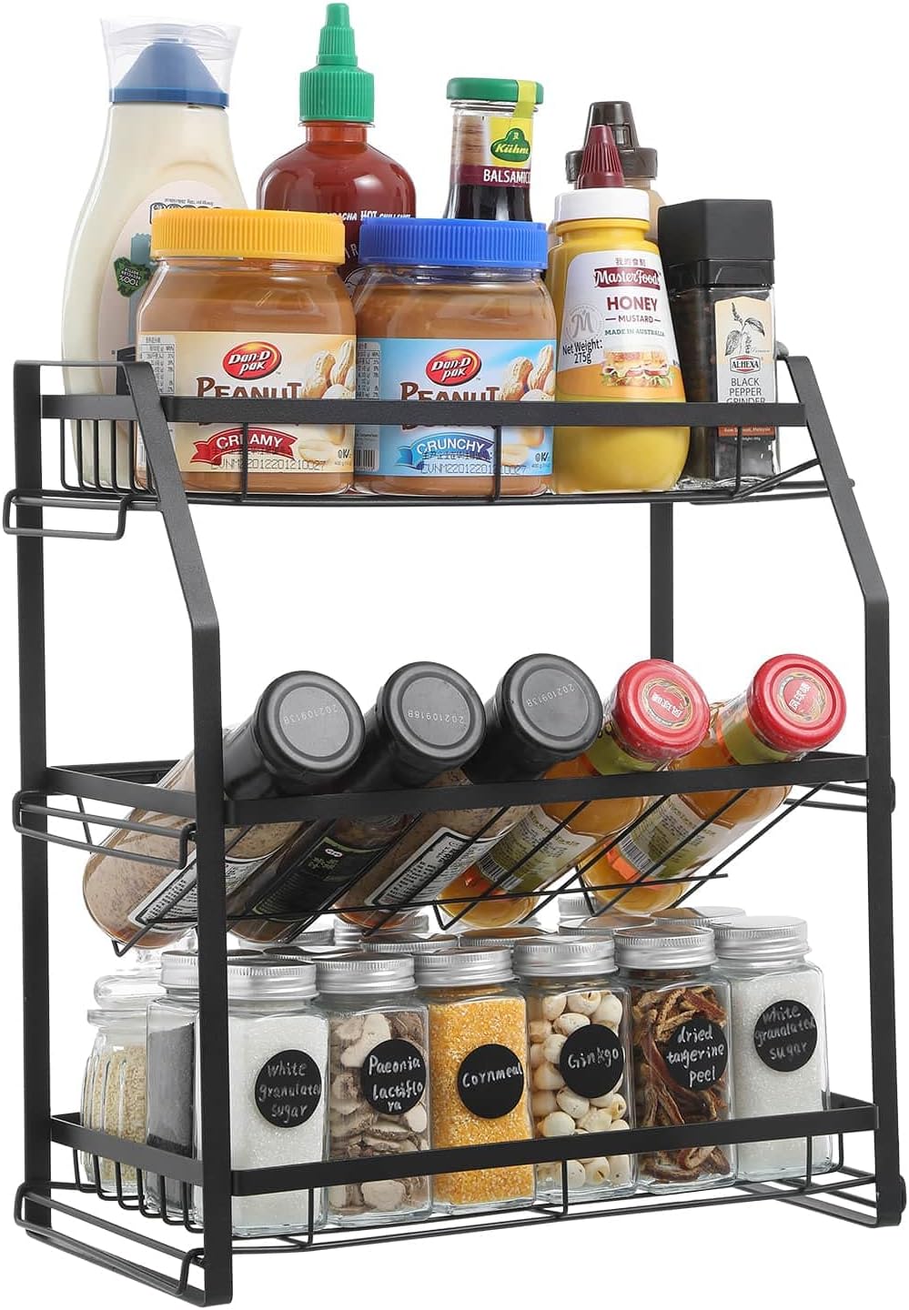 Porta Spezie Zaxiva A Due Livelli - Organizer Metallo Salvaspazio Per Cucina, Finitura Nera Opaca - Foto 7