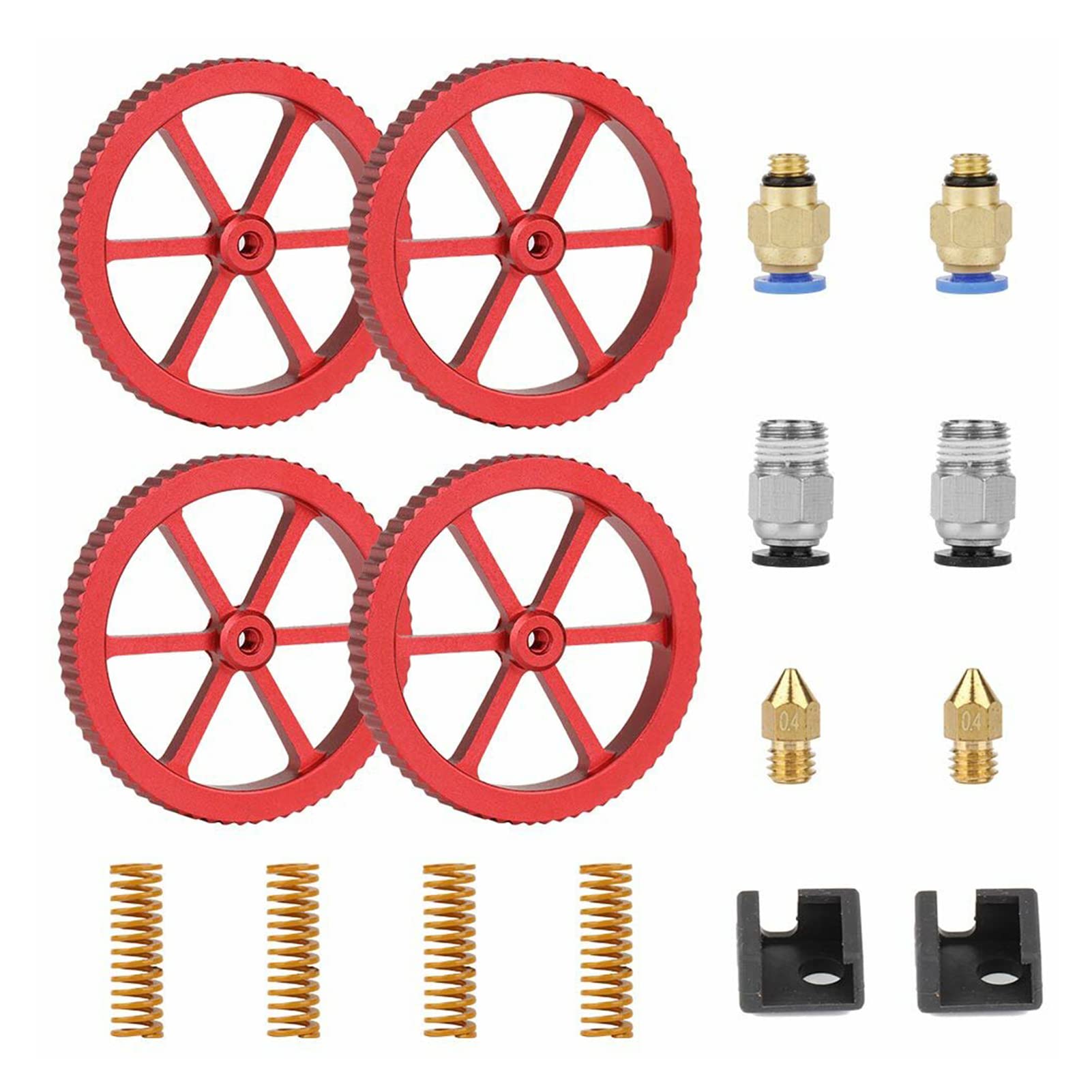 3D Printer Kit Hand Twist Leveling Nut with 2pcs PC4-M6 Pneumatic Fittings 2pcs PC4-M10 Pneumatic Fittings 4pcs Heated Bed Springs for Ender-3Ender-3 Pro CR-10 Series 3D Printer