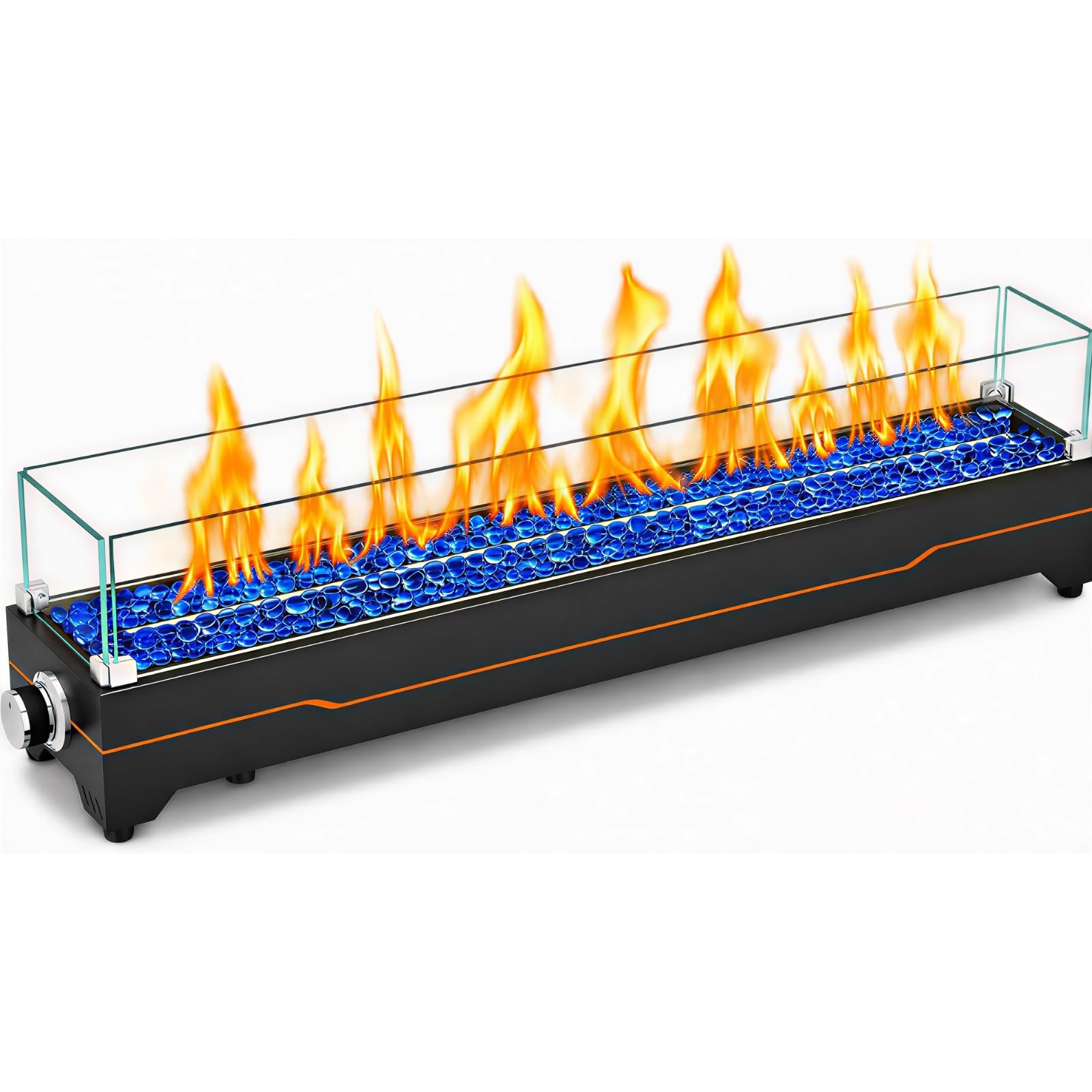 GRISUN 36 Inch Propane Tabletop Fire Pit, 50,000 BTU with Glass Wind Guard