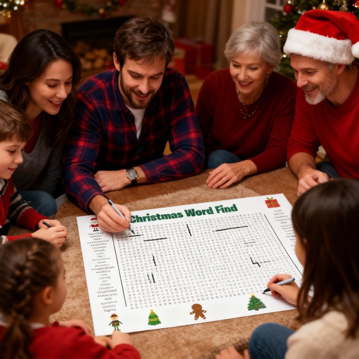 TREELYWOOD Jumbo Thanksgiving Word Search Poster – Giant 31.5"x20" Wall Game, Poster-Size Word Search, Giant Thanksgiving Activity Posters for Families (christmas) - Image 6