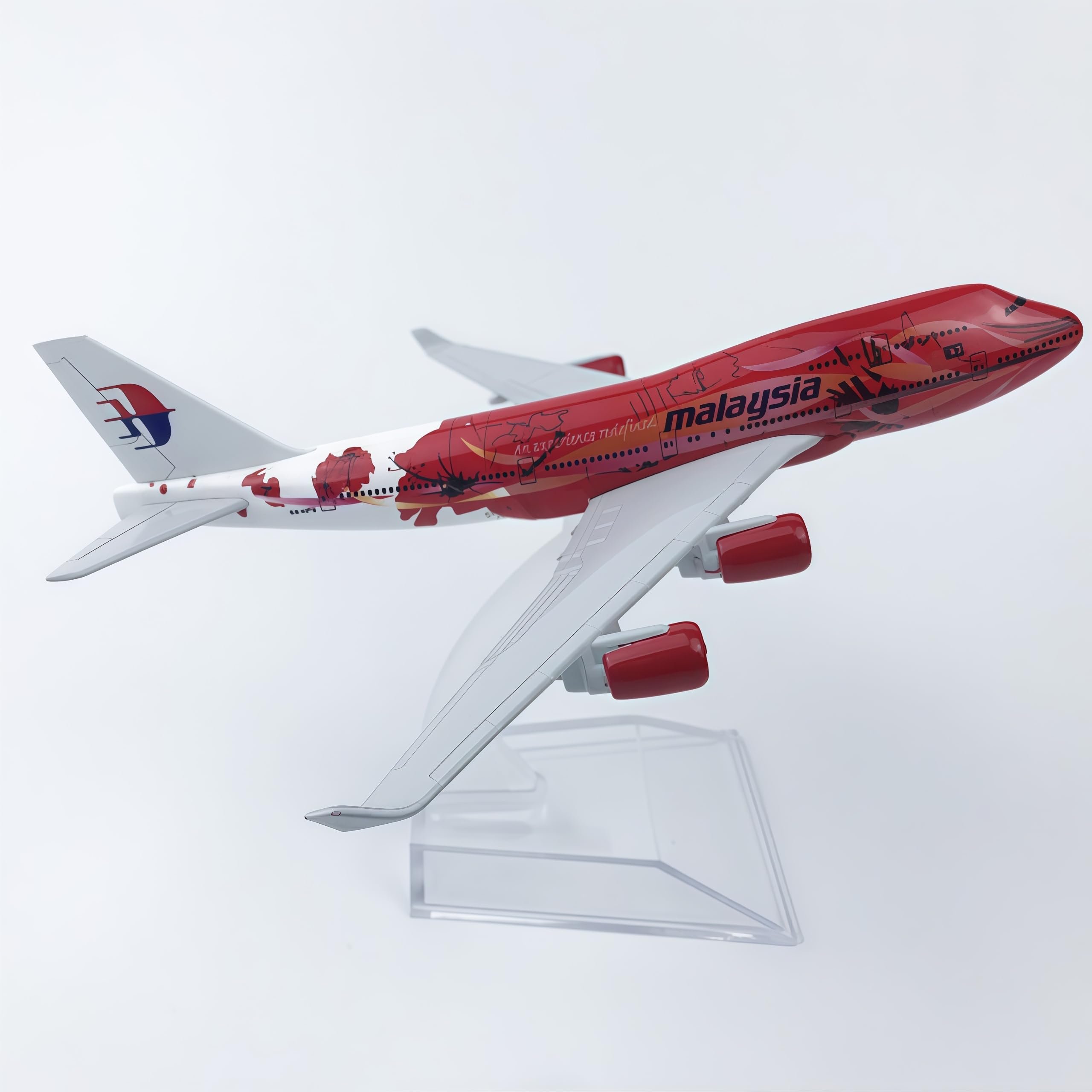 Lgsrsnxhtx B747 Model Plane 16Cm Model Plane 1/400 Diecast Metal Airplane Model Malaysia B747 With Stand Aircraft Collectible For Aviation Enthusiasts,Desktop Decor Gift For Adult