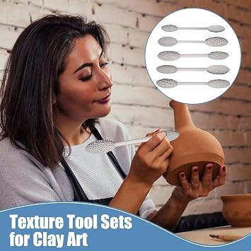 Texture Tool Sets for Clay Art, Clay Modeling Pattern Rollers Kit, Double-Ended Pottery Roller Sculpting Kit, Clay Texture Rolling Emboss Plaid Hand Rollers