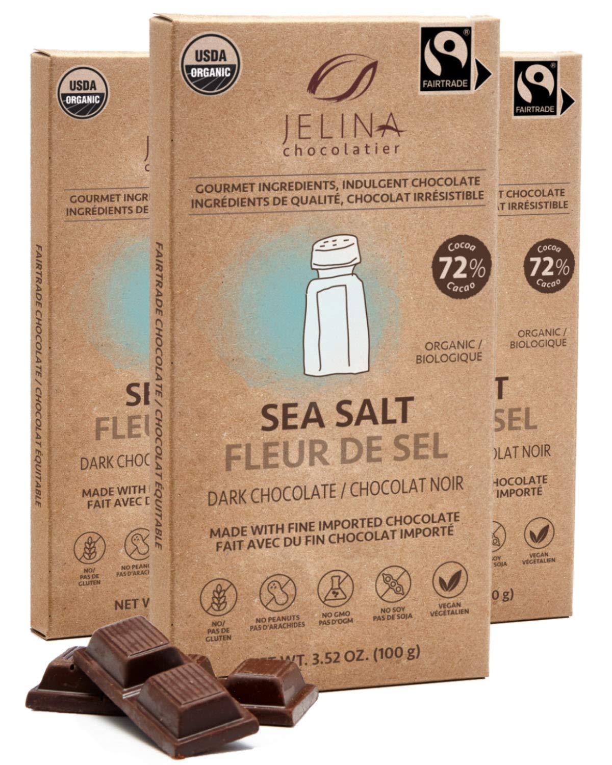 Amazon.com : Galerie Au Chocolat | 3 Pack 72% Dark Chocolate Bar