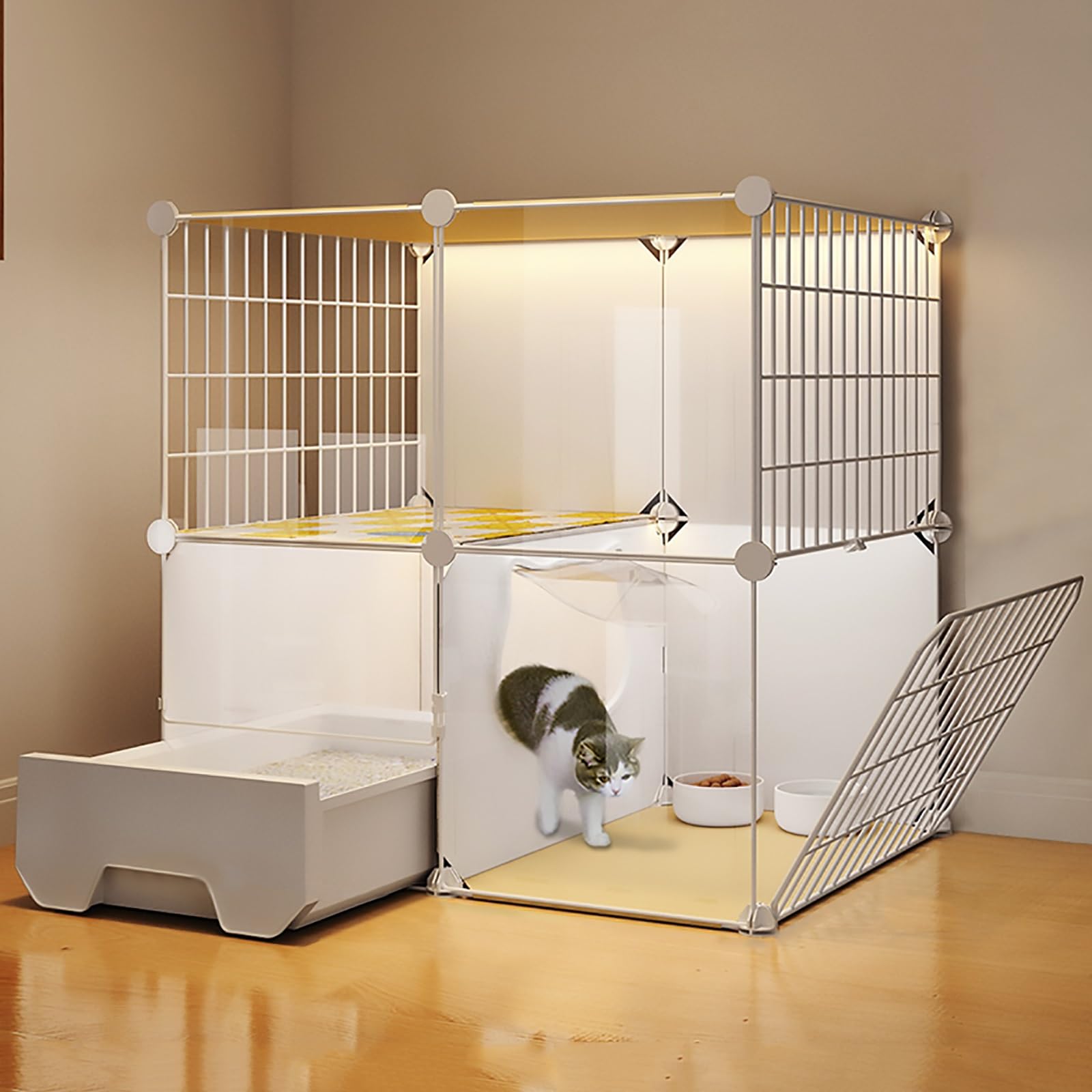 Cage pour chat spacieuse à monter soi-même pour le bien-être félin