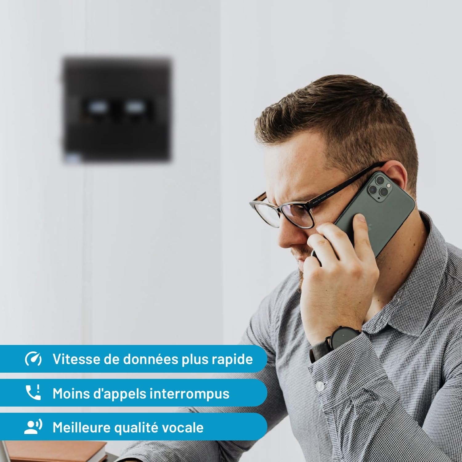 Amplificateur GSM & 4G – Bi-Bande 900/1800 MHz – Couverture Jusqu’à 800 m² – Booster Mobile pour Appels et Internet 3G/4G – Compatible avec Tous Les Opérateurs Français