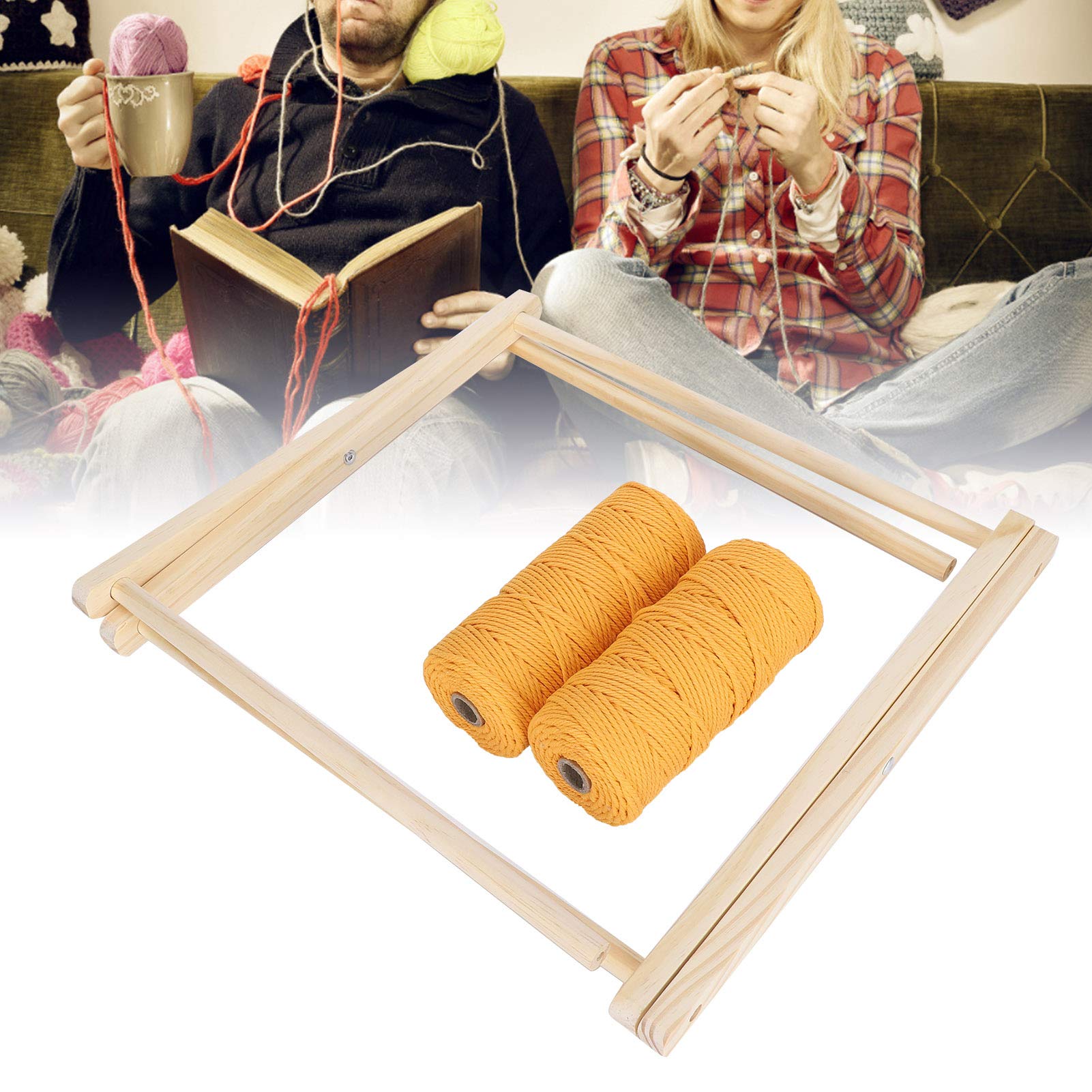 Porte-revues Boho, Panier de Rangement élégant, Porte-revues pour la Décoration de la Maison, Cadre en Bois Poli de 35cm