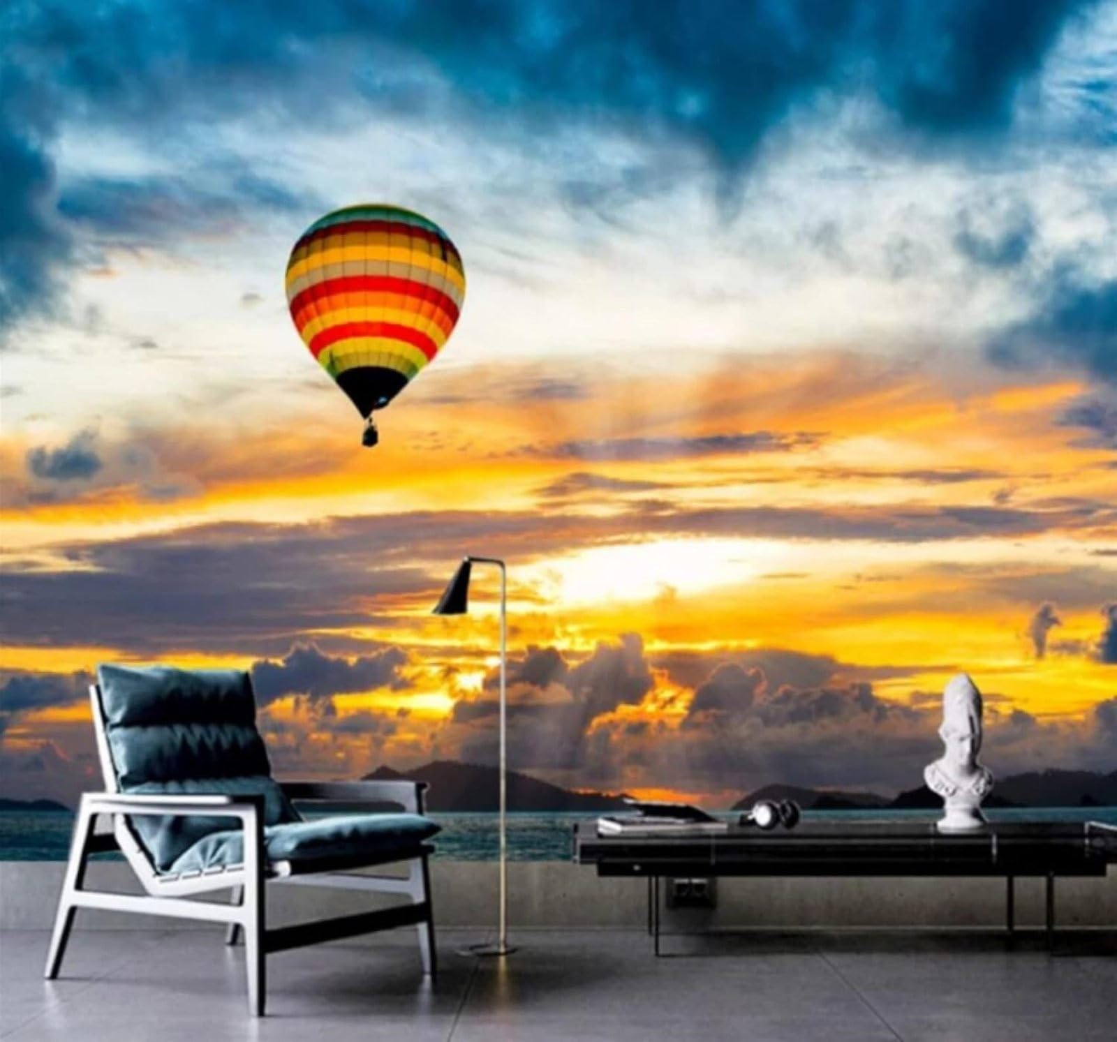 XLMING Hand Drawn Cartoon Hot Air Balloon Beautiful Sunset 3D Wallpaper Luxury Home Dining Decor Paste Sofa Living Room The Wall for Bedroom Mural-430cm×300cm