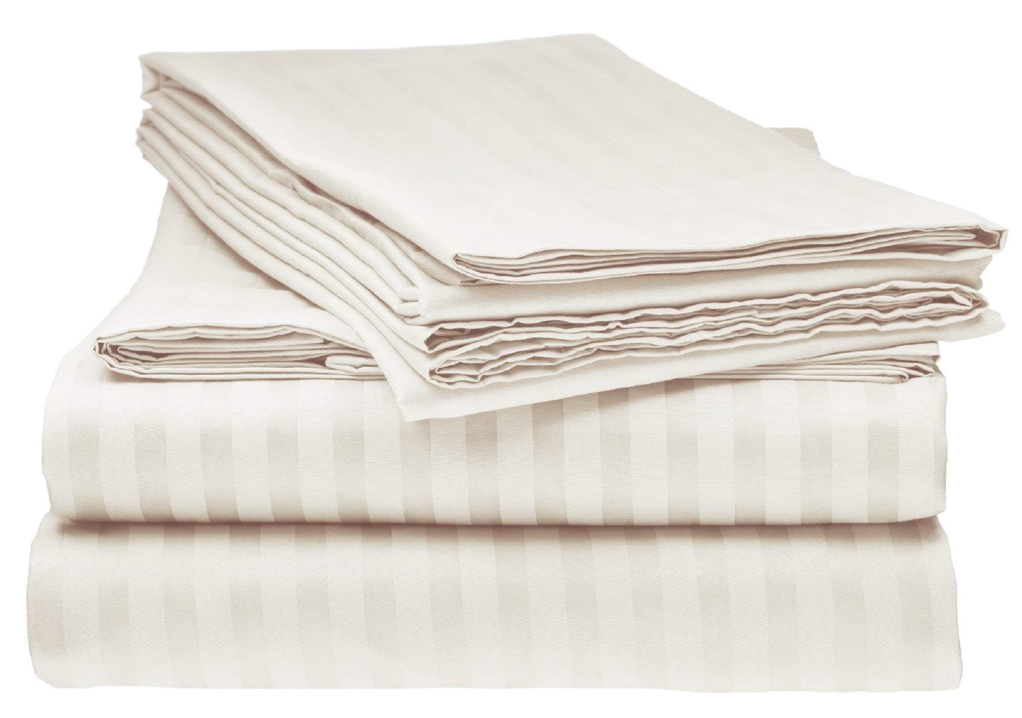 5 Piece 800 Thread Count 100% Egyptian Cotton,Split King Sheet Set for Adjustable Bed 15 Inch Deep Pocket Ivory Stripe