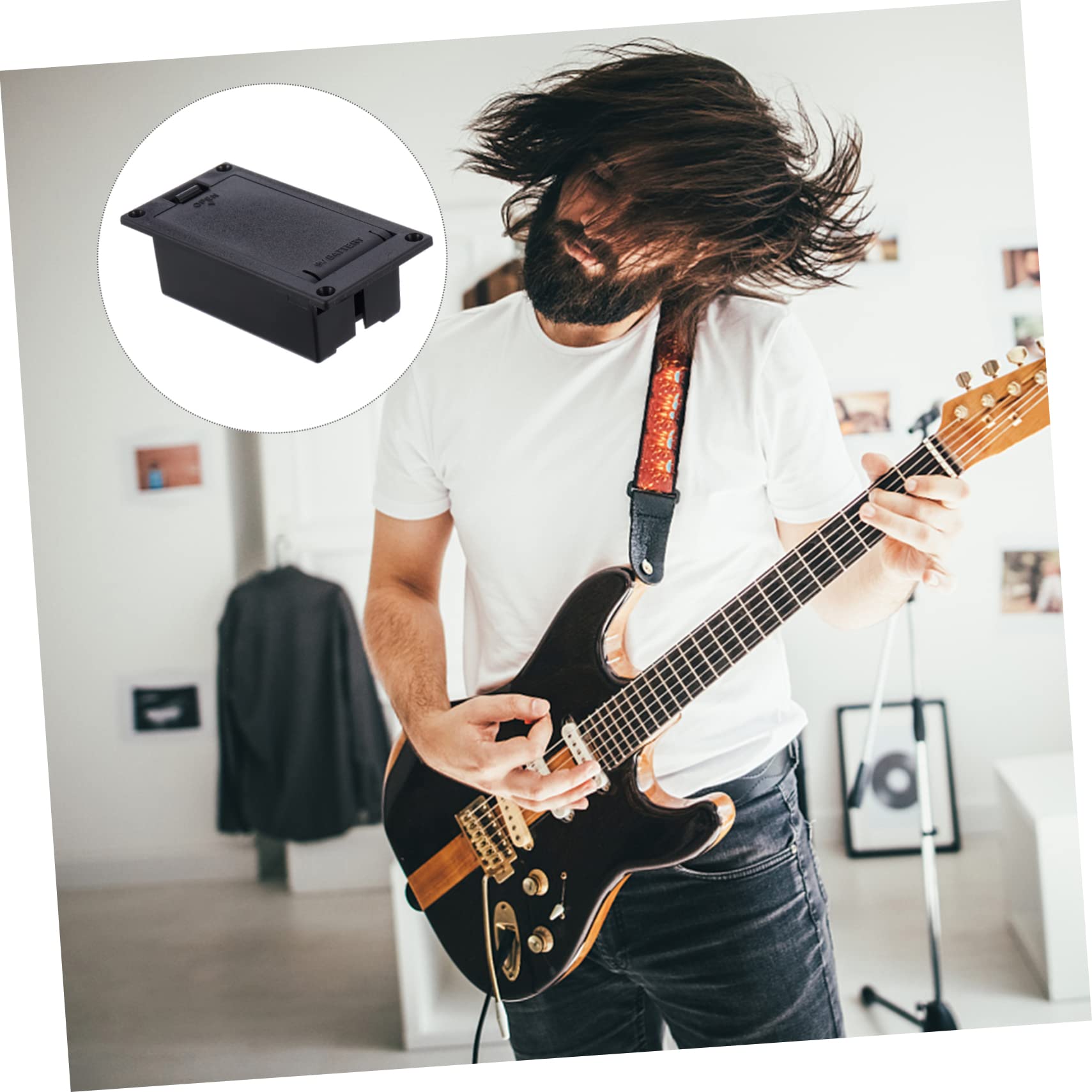 BESTonZON Guitar Battery Case Set 9v Battery Holder for Pickup Compact Bass Pickup Battery Box Easy to Install