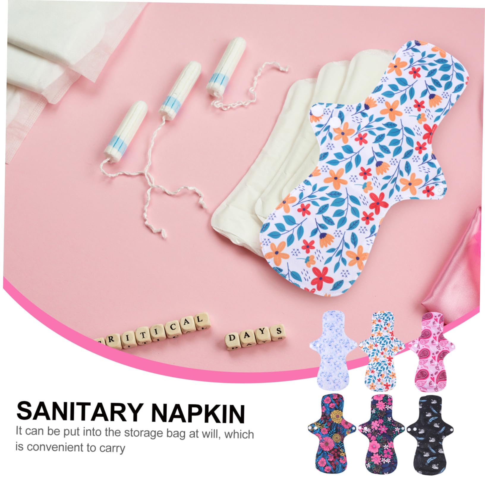 Gatuida 6 piezas Compresas Menstruales Reutilizables de Absorbentes y Lavables de Unidades para Mujeres y Postparto Cómodas y Duraderas Aptas para Uso Adulto y Cuidado Ambiental