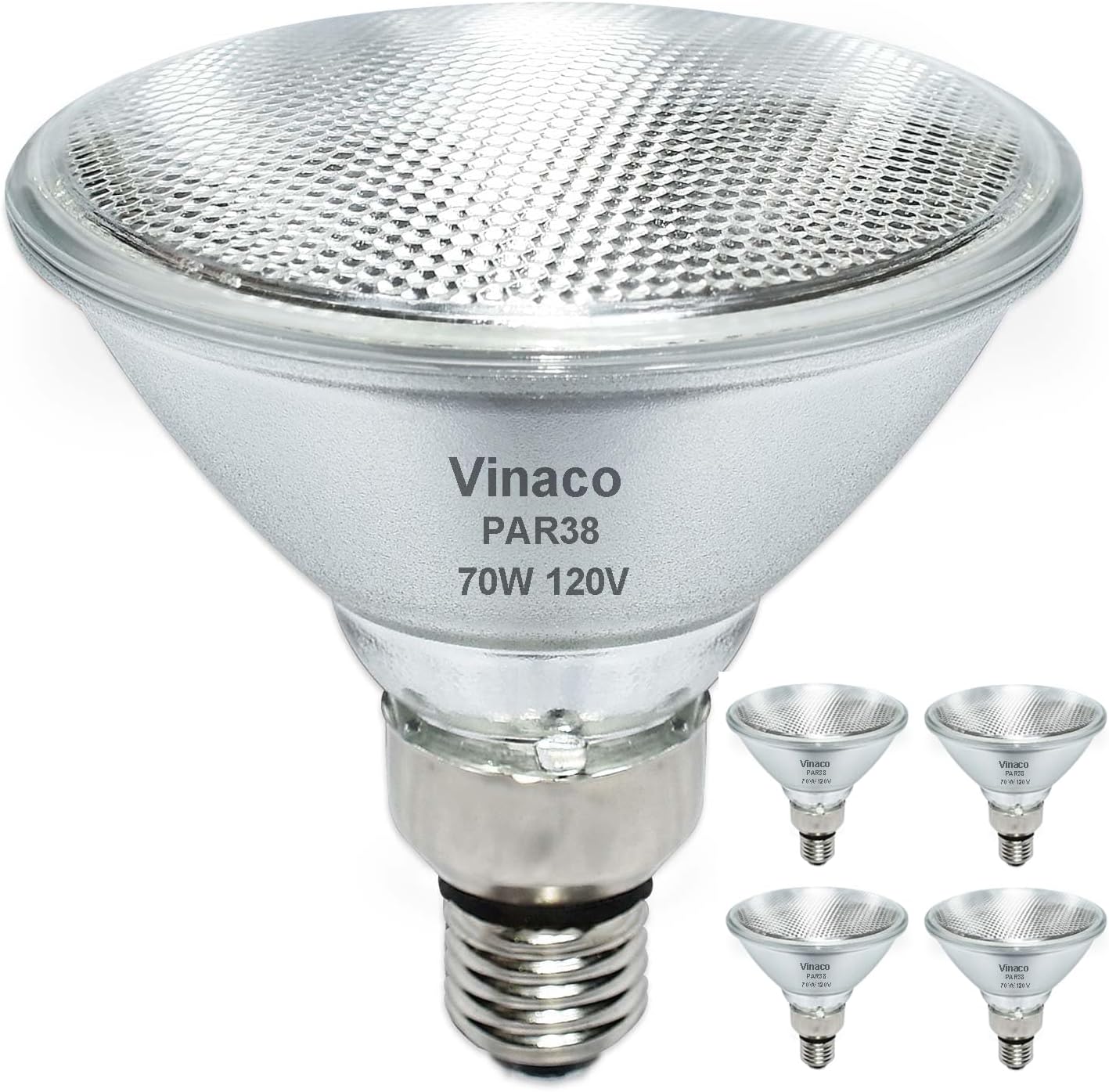 Vinaco PAR38 Flood Light,4 Pack PAR38 Halogen Flood Light Dimmable 70W 120V, High Brightness 800LM, PAR38 Bulb with E26 Base,2800K Warm White Ideal for Indoor/Outdoor