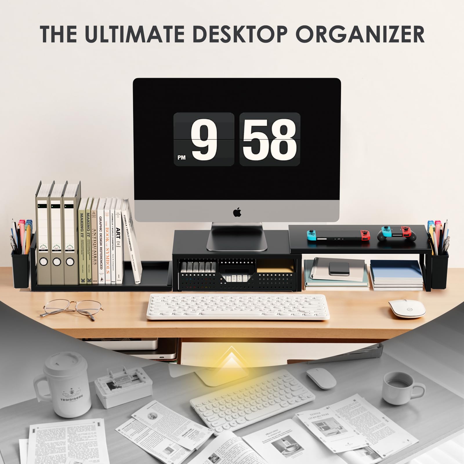 OPNICE Desk Organizers and Accessories, Dual Monitor Stand Riser