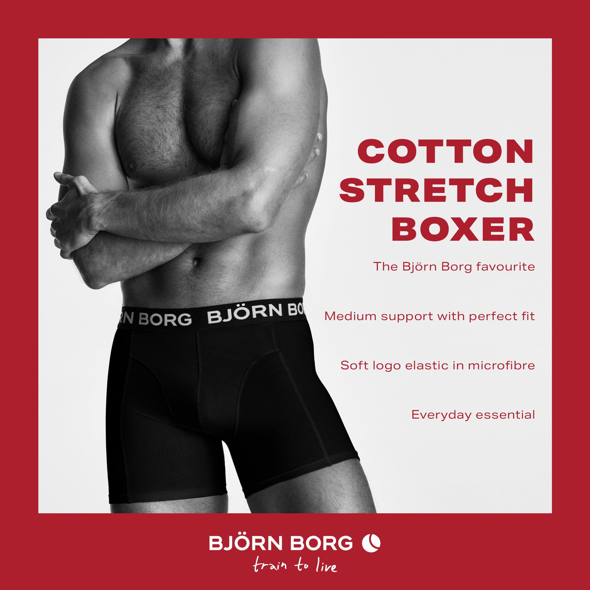 Björn Borg Herren Boxershorts 5er Pack - Pants, Cotton Stretch, Logobund