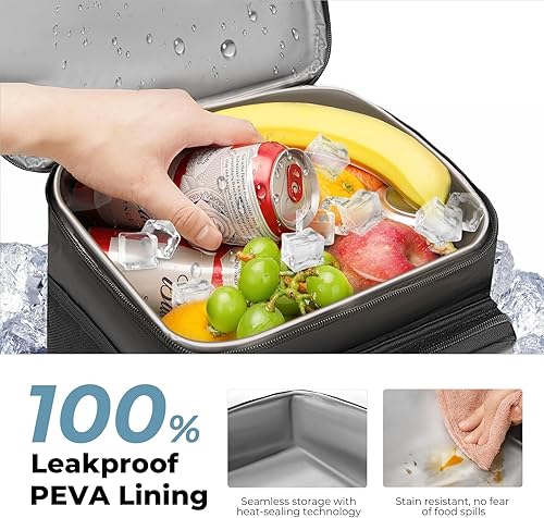 Miniatura 3 de Lonchera aislada  Doble cubierta, bolsa enfriadora a prueba de fugas para hombres y mujeres, bolsa de almuerzo grande para el trabajoviajes (15L