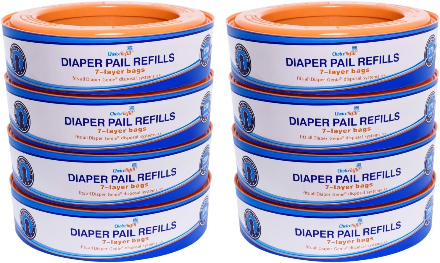 ChoiceRefill Compatible with Diaper Genie Pails, 8-Pack, 2600 count