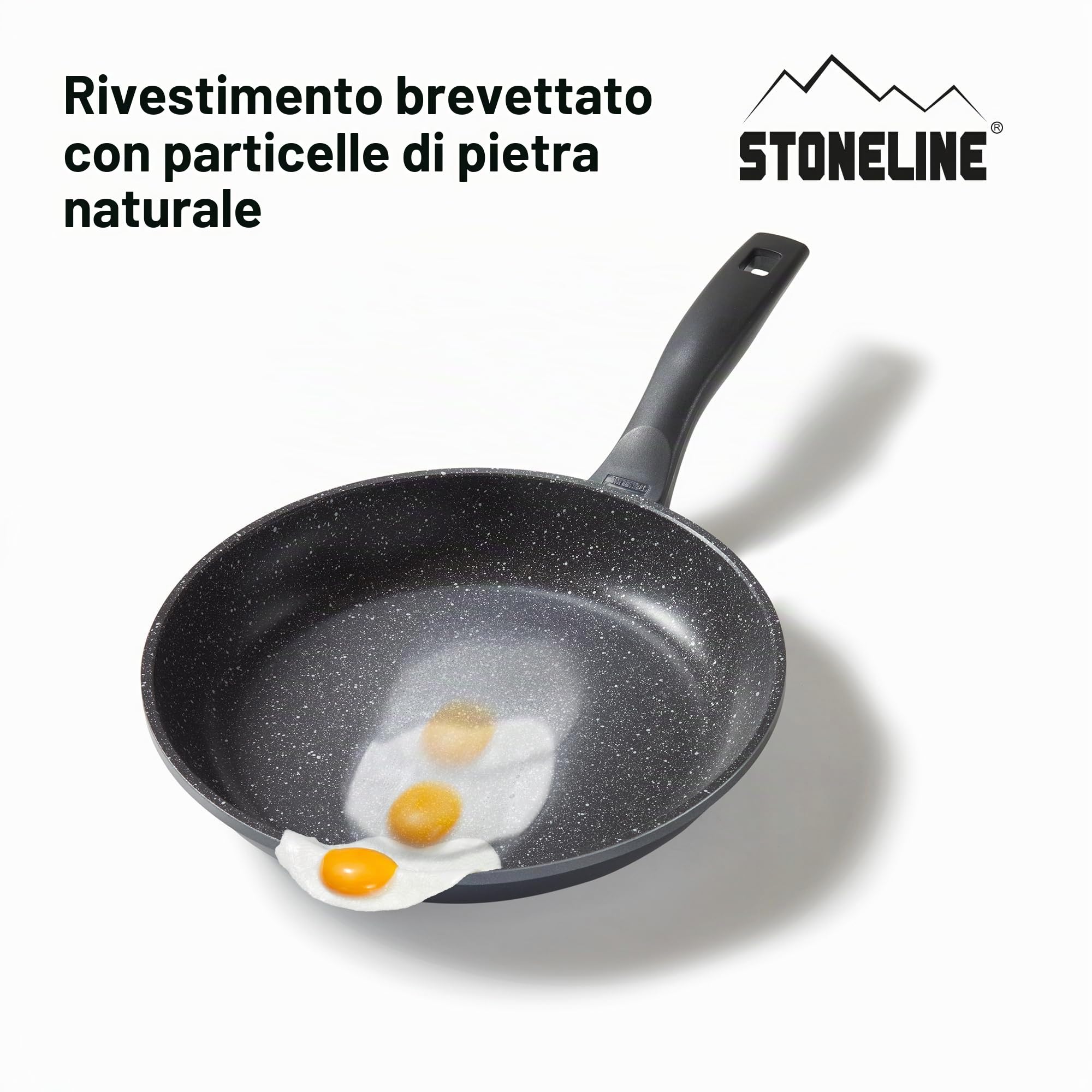 STONELINE Padella in alluminio con ottimo rivestimento antiaderente, senza coperchio, anche per induzione, Grigio, 26 cm