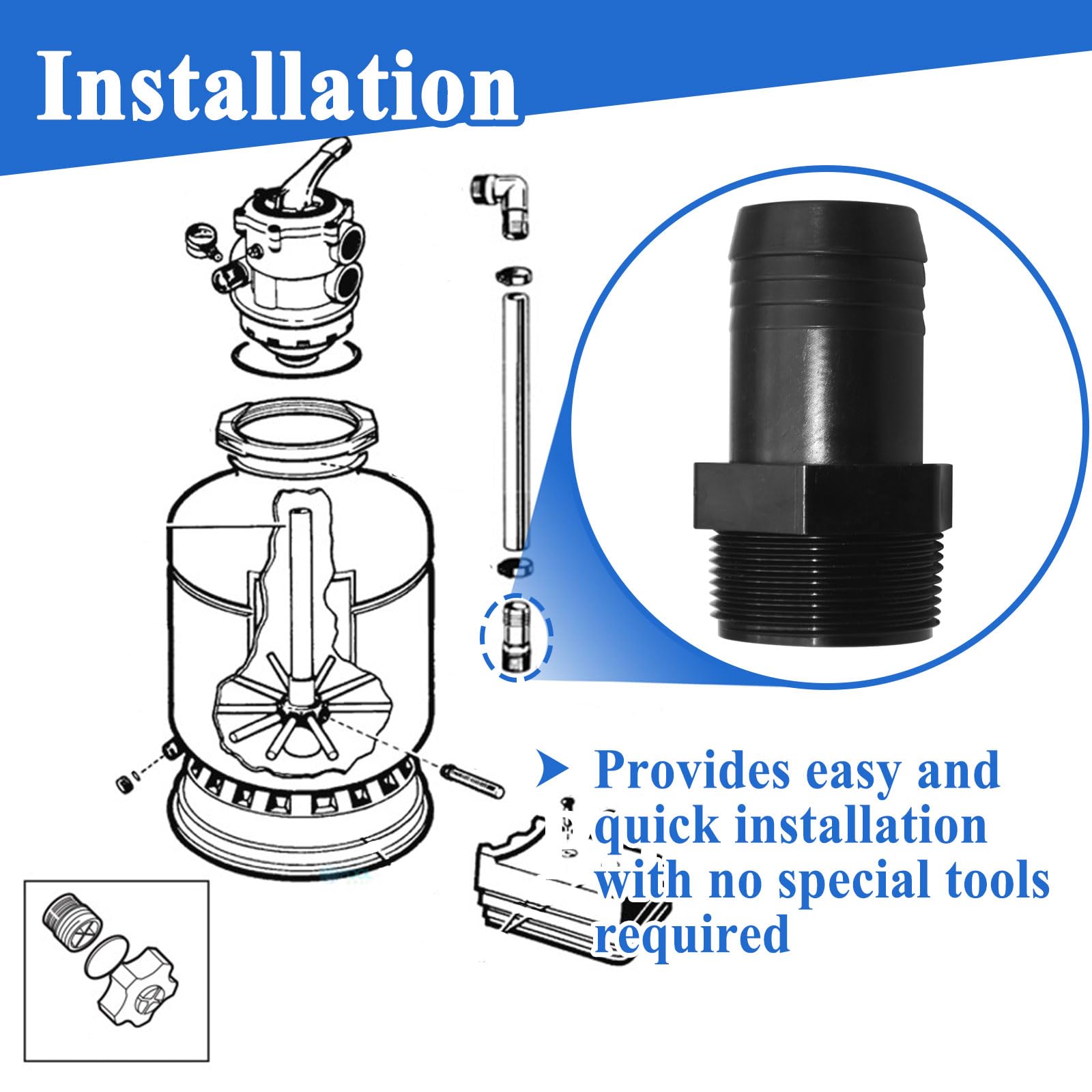 4x SPX1091Z2 Schlauchadapter-Set Für Sandfilter – Passt Auf S240PAK1, S200PAK1, S160T Uvm.