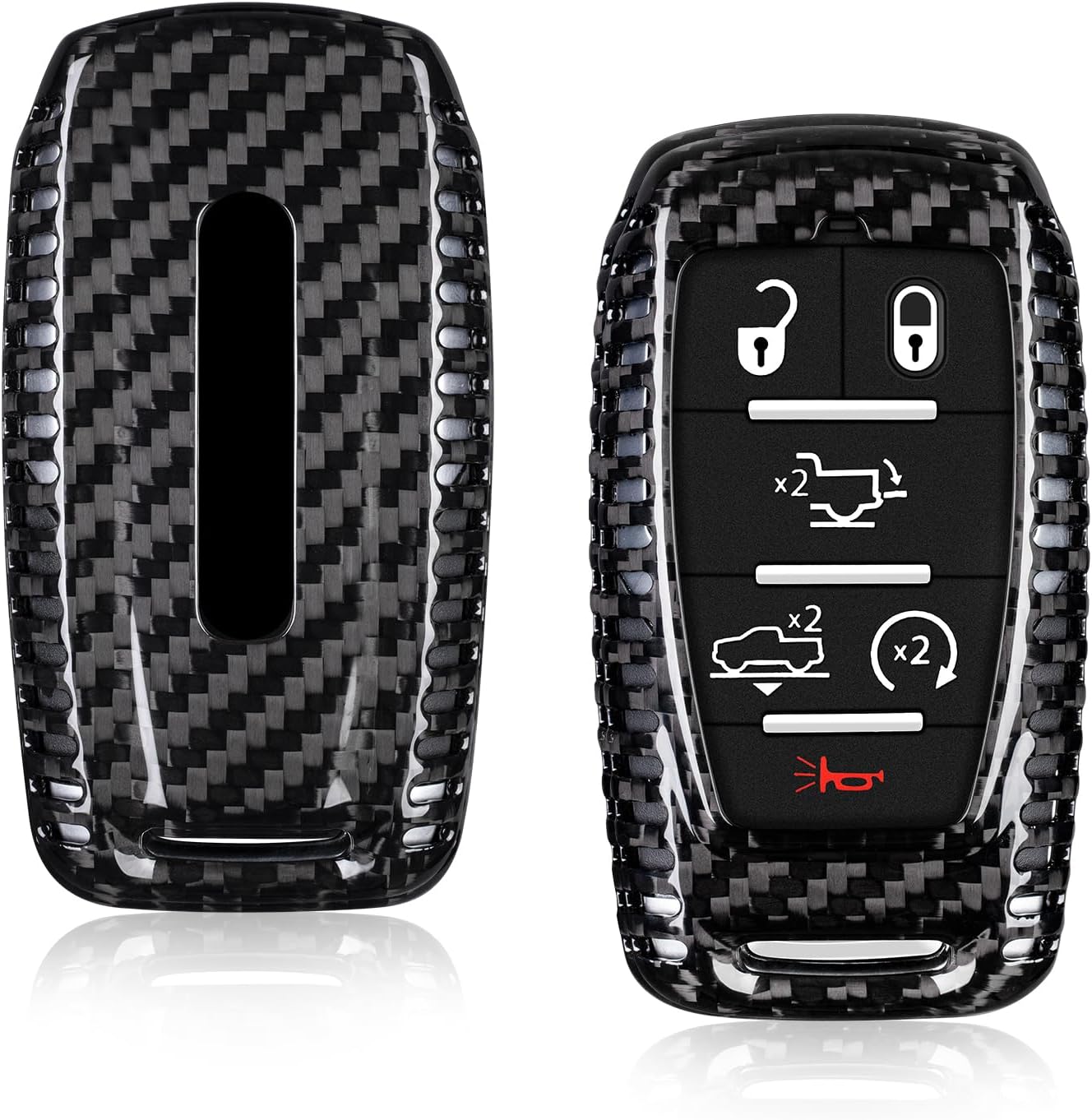 T-carbon Key Fob Cover fits for Ram Key Fob Cover Real Carbon Fiber Key Fob Protector fits for Ram TRX 1500 2500 3500 Accessories for Power Wagon Tradesman Key Case with Keychain,Black