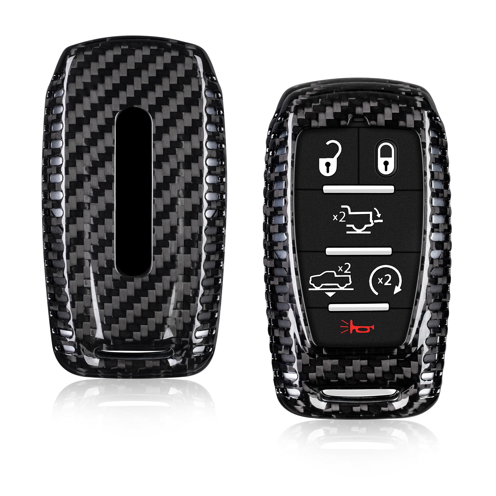 T-carbon Key Fob Cover fits for Ram Key Fob Cover,Real Carbon Fiber Key Fob Protector fits for Ram 1500 2500 3500 Accessories for Power Wagon Tradesman Key Case with Keychain,Black