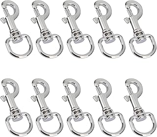 خطافات مشابك دوارة من الستيل من جازيل، 10 قطع، 1.6 سم، مشابك متعددة الاغراض بلمسة نهائية من الكروم لمقود الحيوانات الاليفة وعمود العلم وسلسلة المفاتيح وخطوط القماش وملحقات معدات التخييم في الهواء