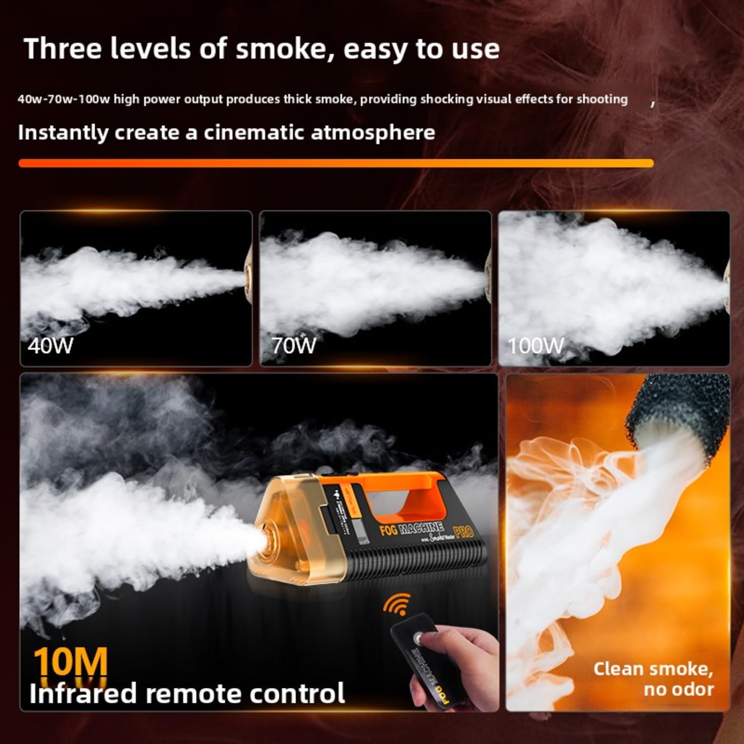 LENSGO Smoke Master PRO Handnebelmaschine, 40–100 W, regulierbare, tragbare Nebelmaschine mit Typ-C-Schnellladefunktion, wiederaufladbare Mini-Nebelmaschine für Fotografie, Video, Bühnen