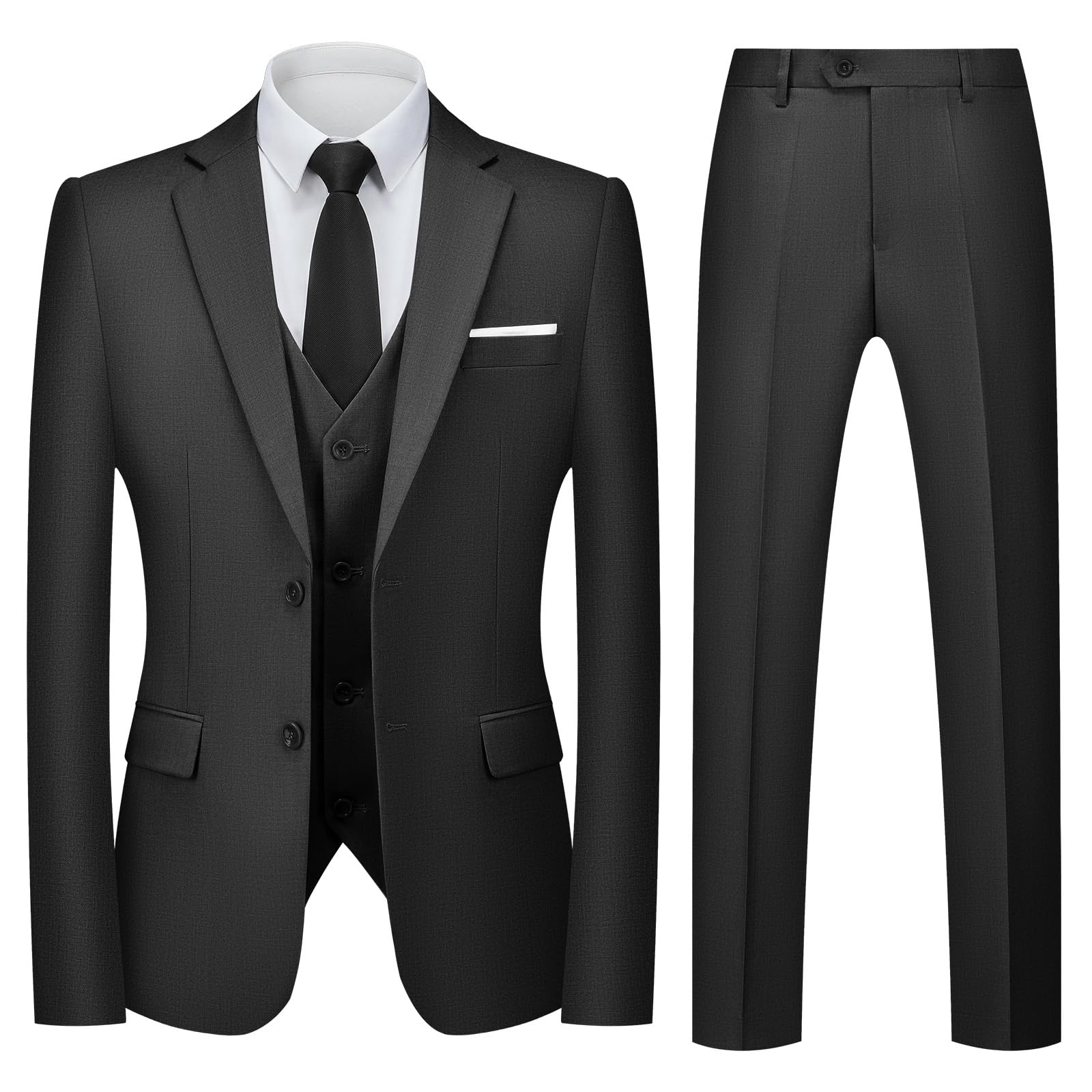 Costumes Hommes Slim Fit 3 Pièces à Deux Boutons Vests de Smoking Formel Mariage Suits Blazer Veste Gilet et Pantalon