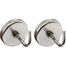 2 Pack Magnetic Hooks | 1.5" 3.8 cm Size | Strong Steel Construction | Versatile for Office, Kitchen & Workshop | 8 lb 3.6 kg Capacity | Easy to Install | Silver Color