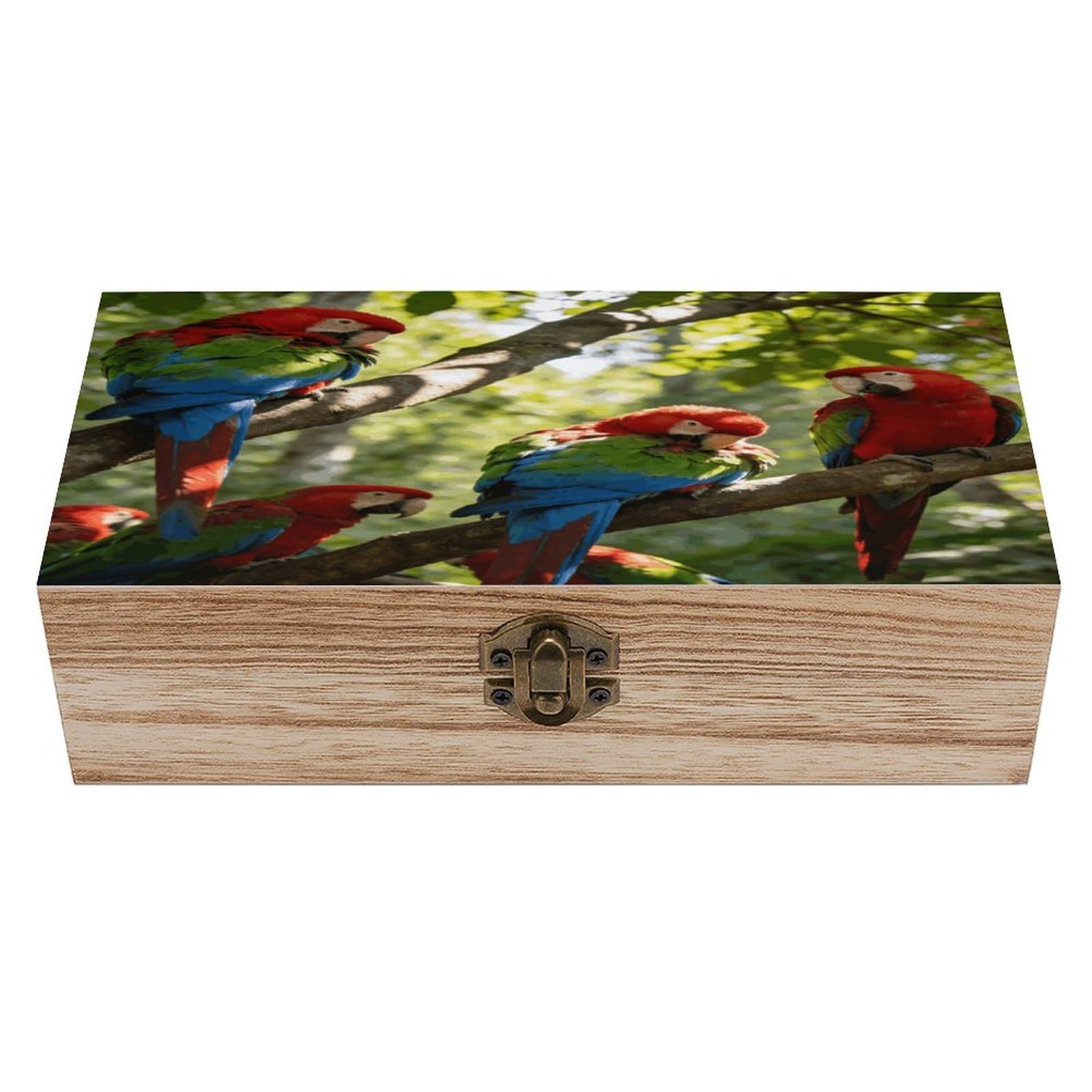 LZQPOEAS Birdsong in The Forest Wooden Keepsake Box Wooden Storage Box Container with Hinged Lid Beautiful Wood Memory Box Decorative Jewelry Case for Crafts Art Hobbies & Trinket Storage