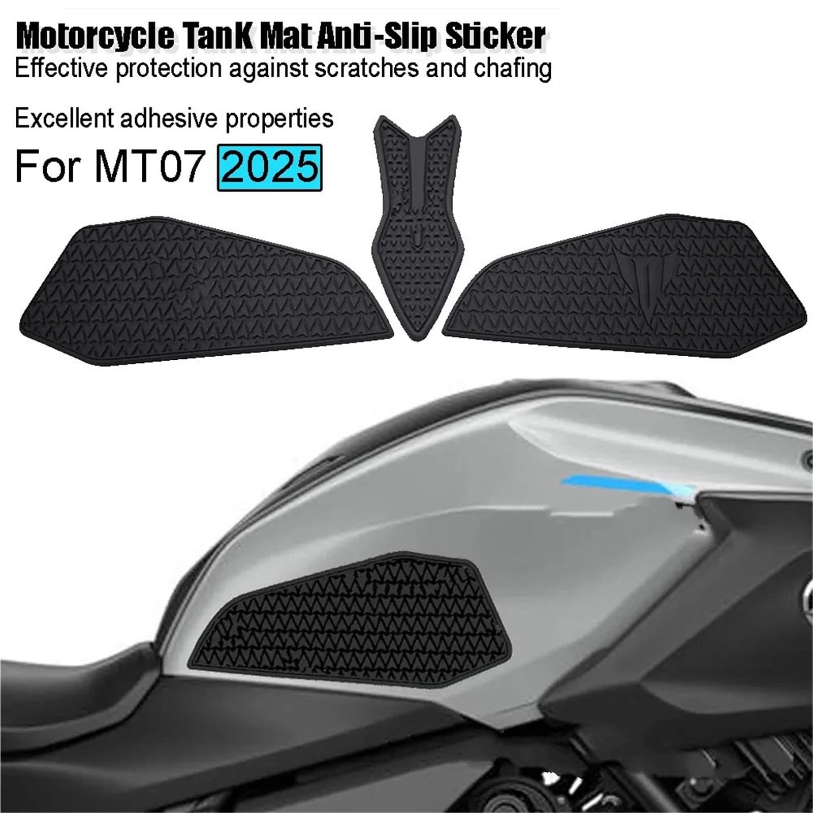 Adatto per Yamaha MT 07 2025 Moto serbatoio carburante pad serbatoio Gas Ginocchio Grip Pad trazione laterale soffietto forcella(Middle)