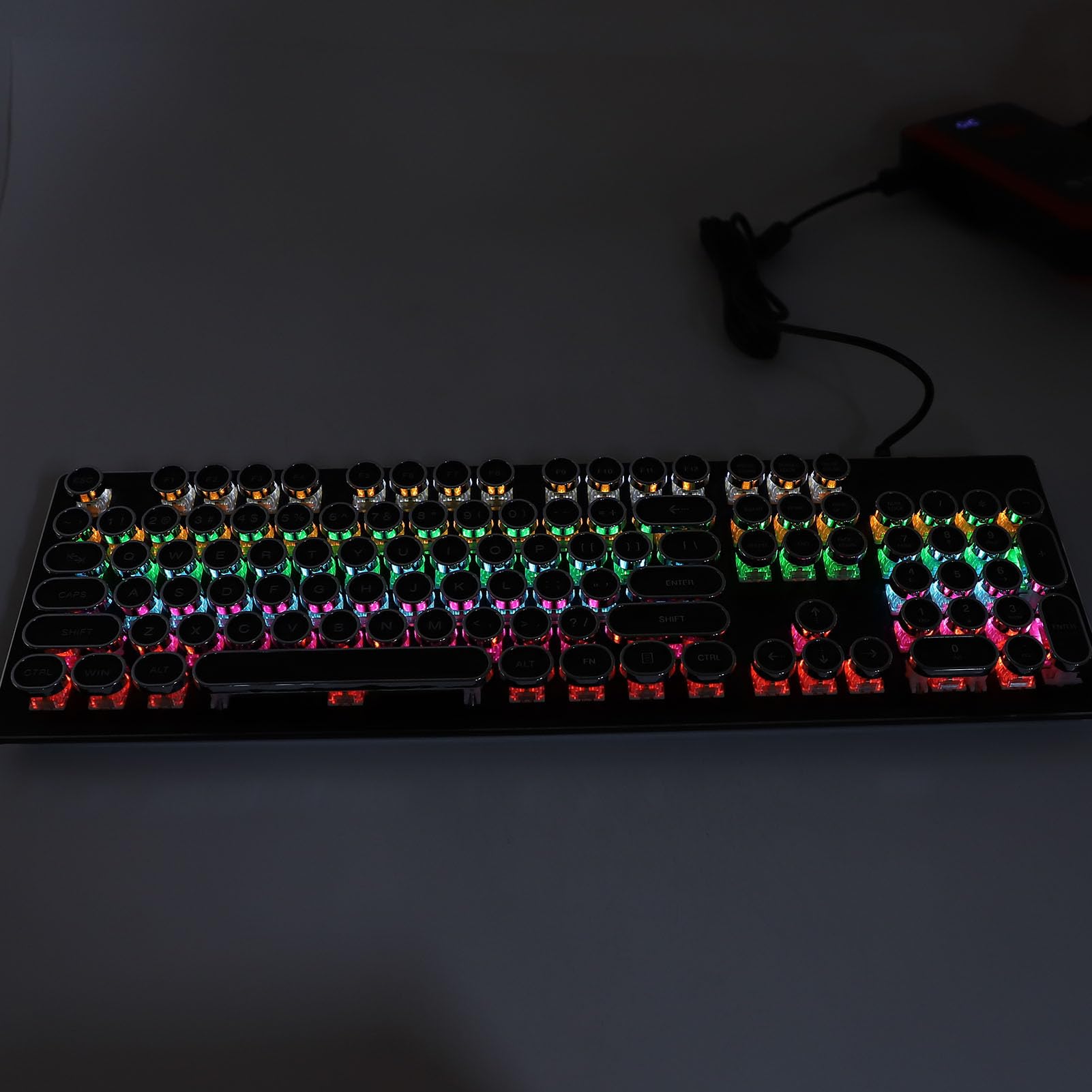 ASHATA Tastiera meccanica da gioco, interruttore blu 104 tasti RGB retroilluminato, tastiera meccanica per computer cablata USB per Win 7 8 10 XP per OS X PC laptop desktop PC gamer (nero)