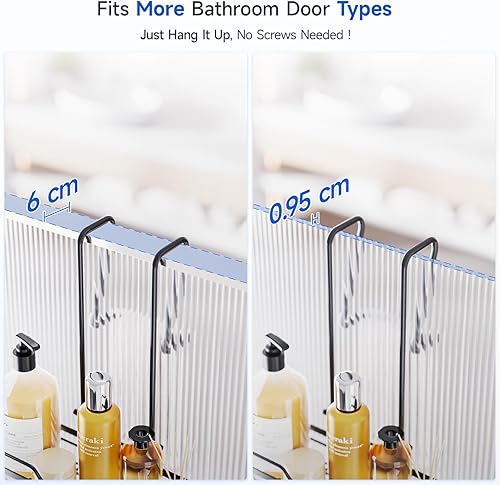 Miniatura 4 de Organizador de ducha sobre la puerta Estante de baño colgante sobre vidrio con ganchos - Estante de almacenamiento dentro del baño para champú -