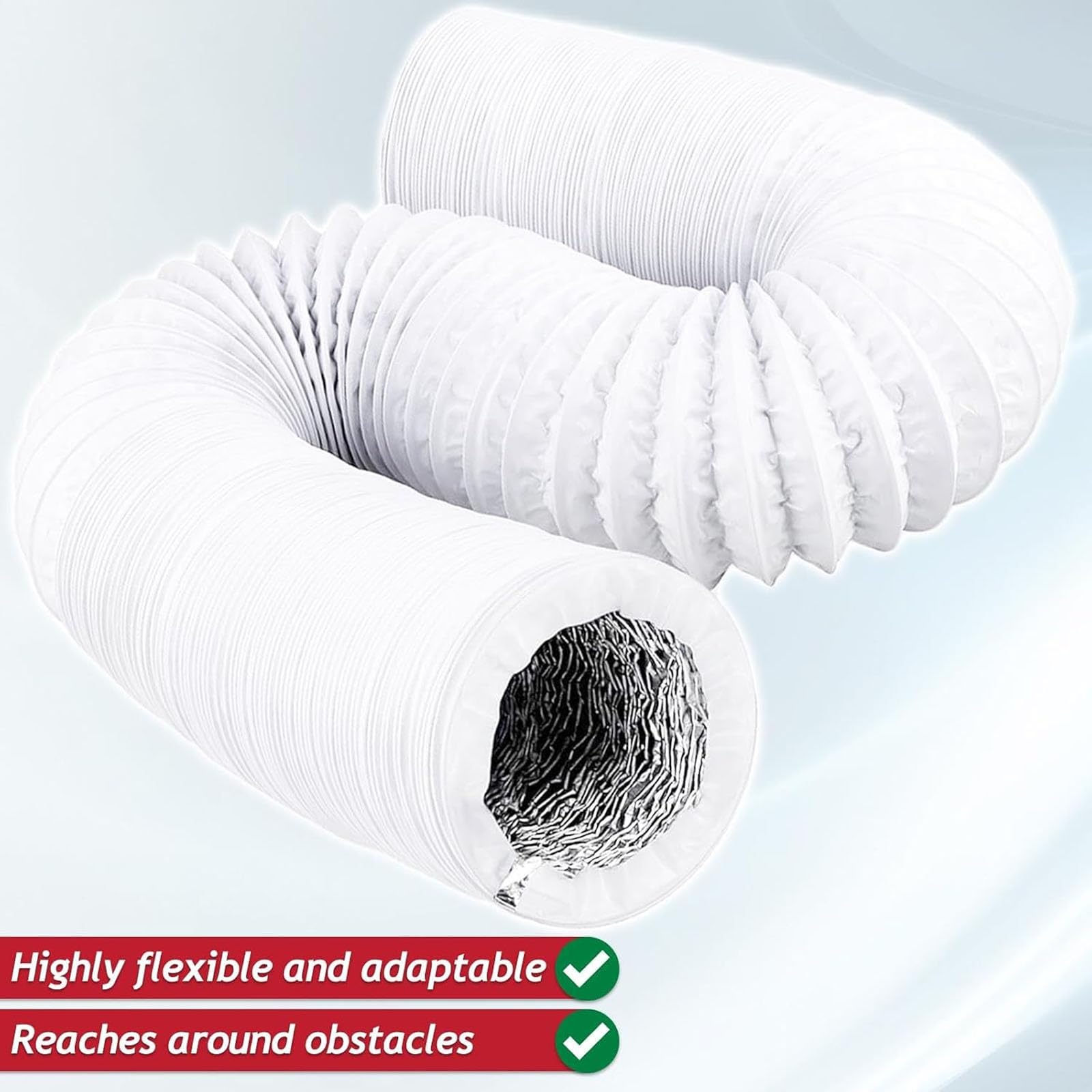 SPARES2GO Manguera de ventilación flexible de PVC para aire acondicionado, universal (6" x 6 metros, blanco)