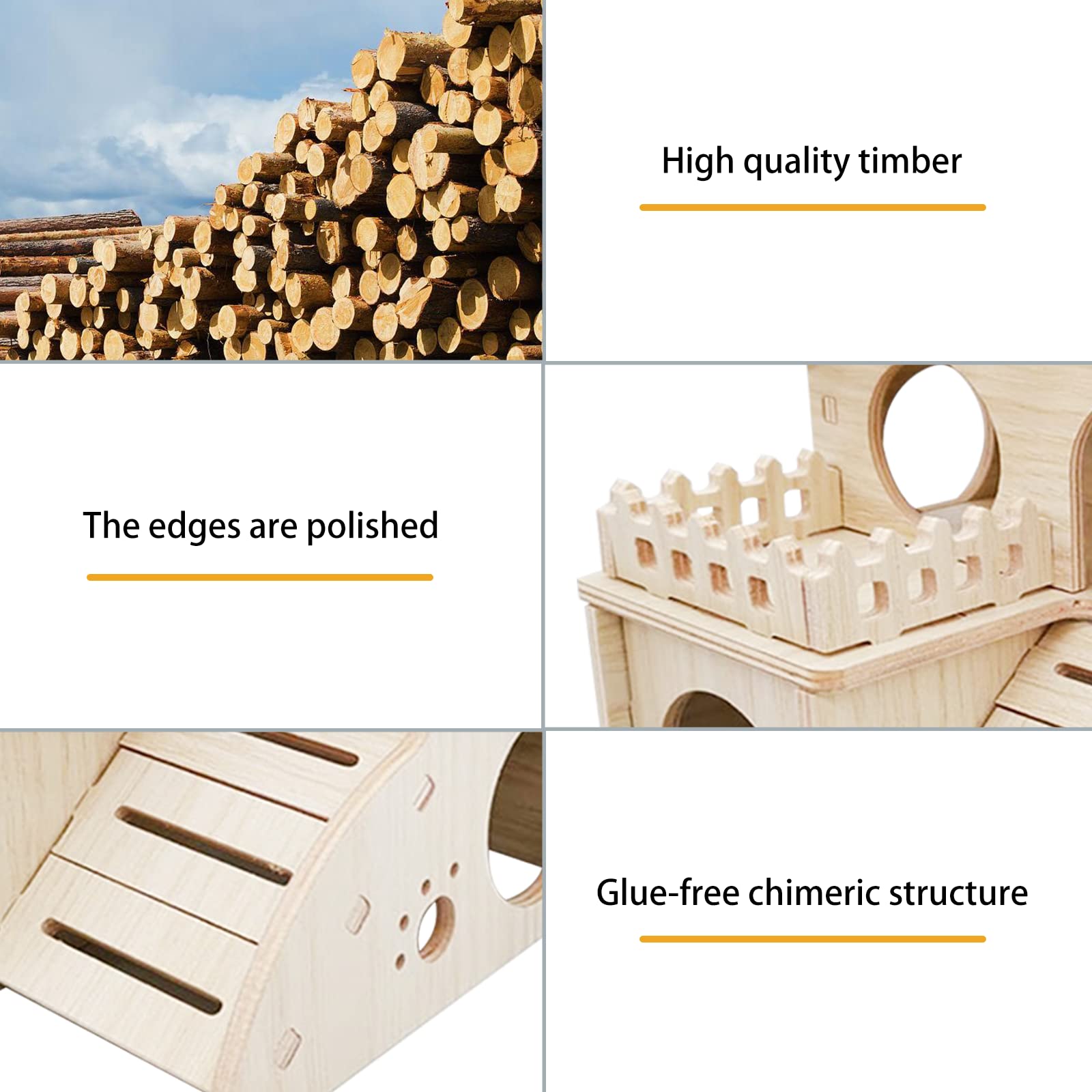 Juguta Hamsterhaus Aus Holz - 2-stöckiges Nagetier-Spielhaus Mit Treppe