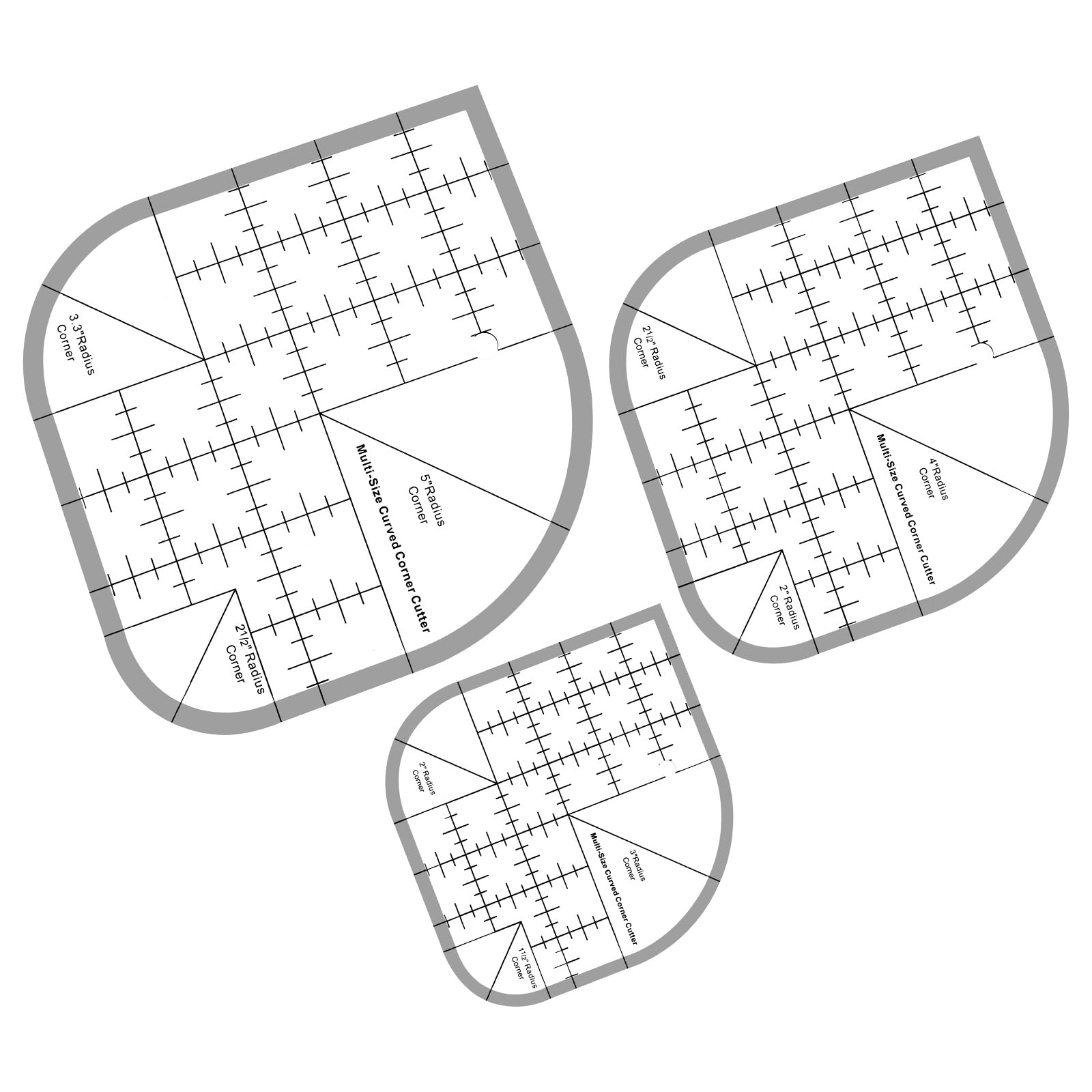 Kuanght Transparent 3 Pcs Curved Corner Cutter Quilting Ruler, Acrylic Sewing Patchwork Ruler For Designers And Tailors, Multifunctional Quilting Rulers For Drawing, Diy Quilt, Sewing Project