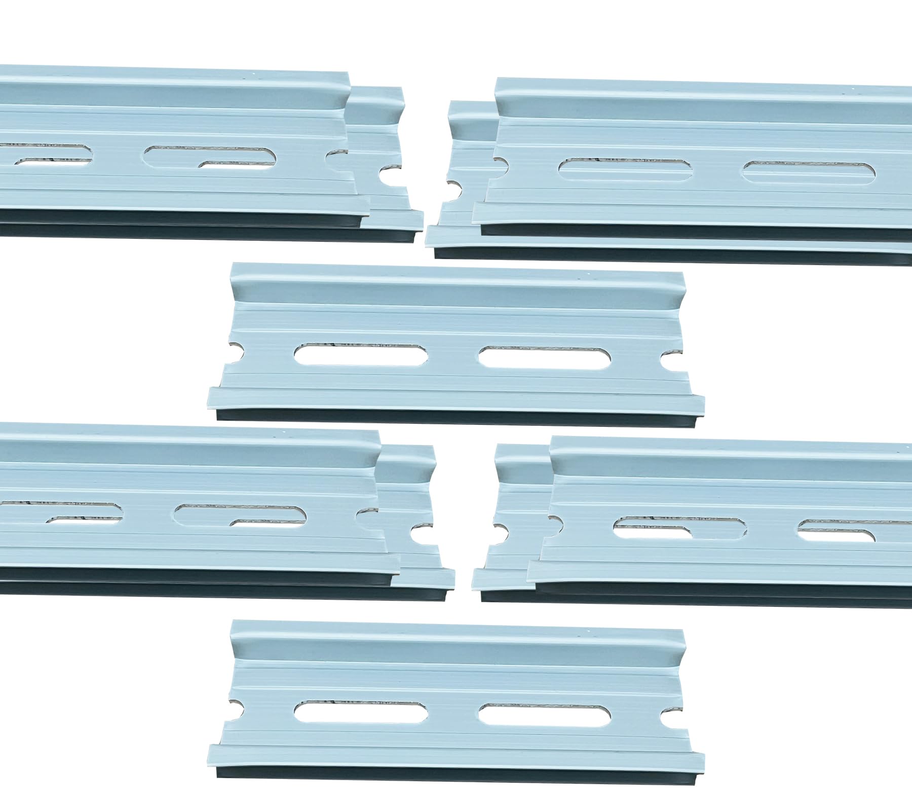 Aluminum DIN Rail, 8 in Length, 35 mm Width, 7.5 mm Height, Slotted Top Cap, 10-Piece