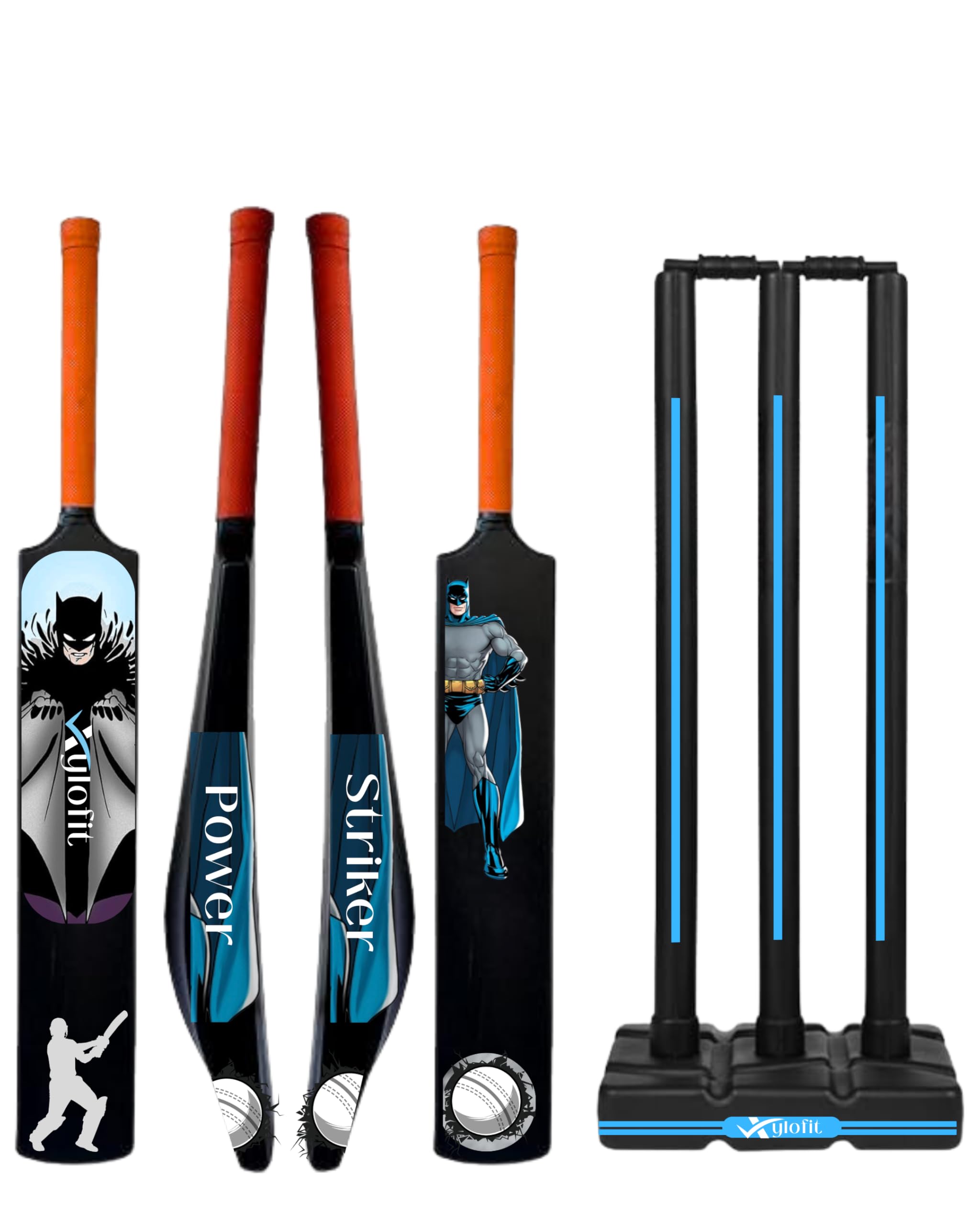 Premium Hard Plastic Bat | Cricket Bat for Men, Women & Children | Lightweight | Full Size | Premium Cricket Wicket Set l 3 Stumps+2 Bails+1 Stand Set | Black-image-19