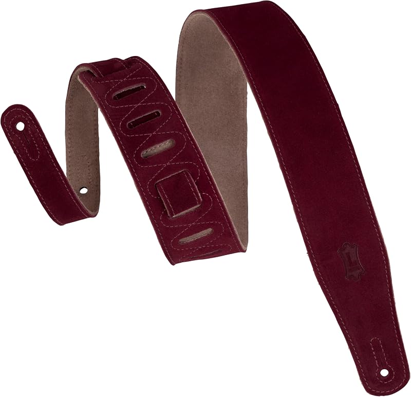 Levy's Leathers Simply Suede Series 2.5" Hand-Brushed Natural Dye Guitar Strap, Burgundy (MS26-BRG)
