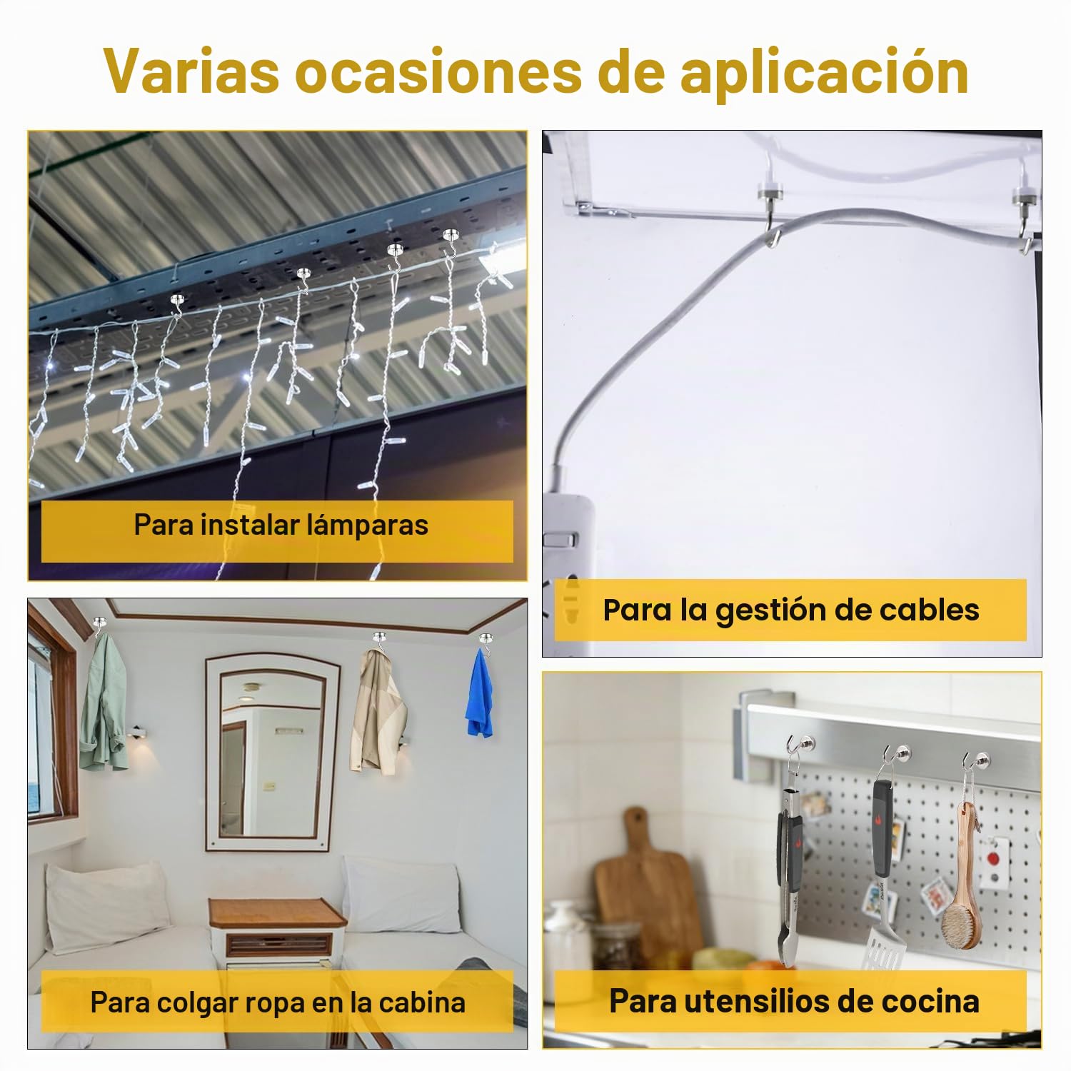 Heavy Duty ganchos magnéticos, fuerte imán de neodimio gancho para hogar, cocina, lugar de trabajo, oficina y garaje, sujeción hasta 12 libras