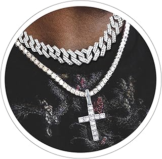 Ronglry Cuban Link Chain for Men Miami Cuban Link Chain Silver Cuban Chain Necklace Diamond Chain for Men