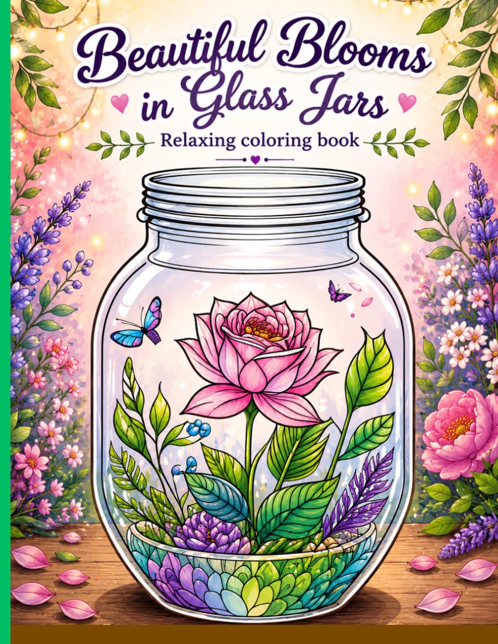 Beautiful Blooms in Glass Jars: A Relaxing Floral Coloring Book for Adults: Floral Terrariums and Glass Jars: 50 Unique Botanical Designs for Stress Relief